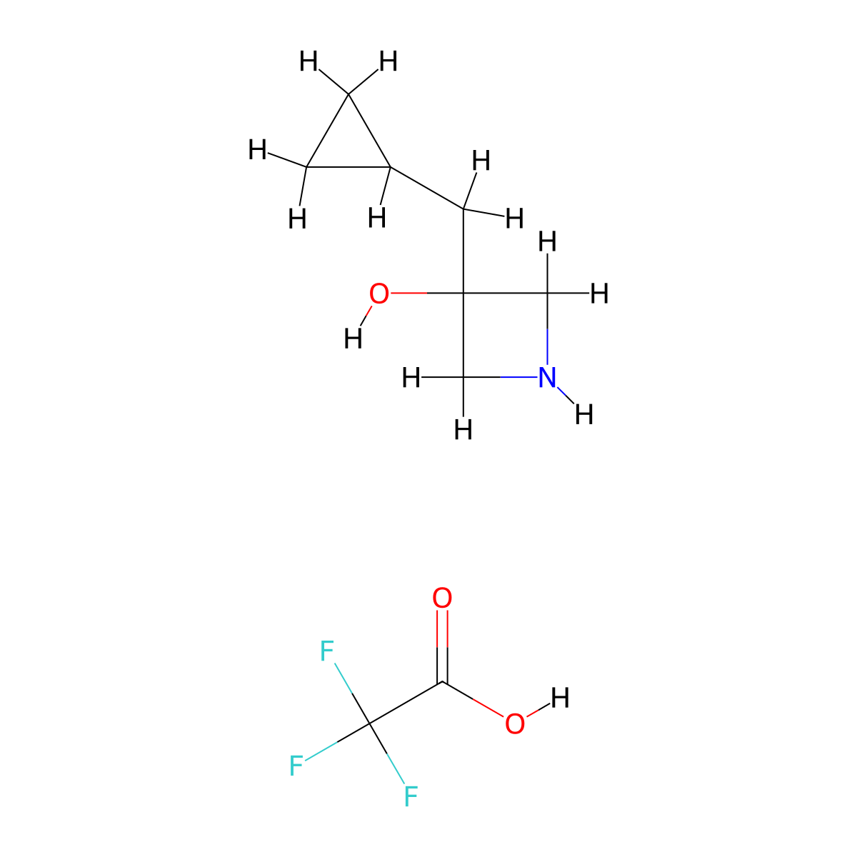 3-(Cyclopropylmethyl)azetidin-3-ol, trifluoroacetic acid molecular structure, CAS 2995299-02-8