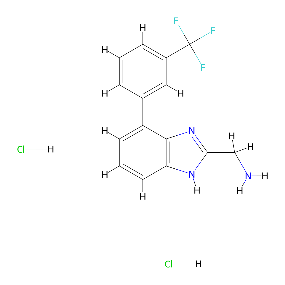 [4-[3-(trifluoromethyl)phenyl]-1H-benzimidazol-2-yl]methanamine;dihydrochloride molecular structure, CAS 2995299-03-9