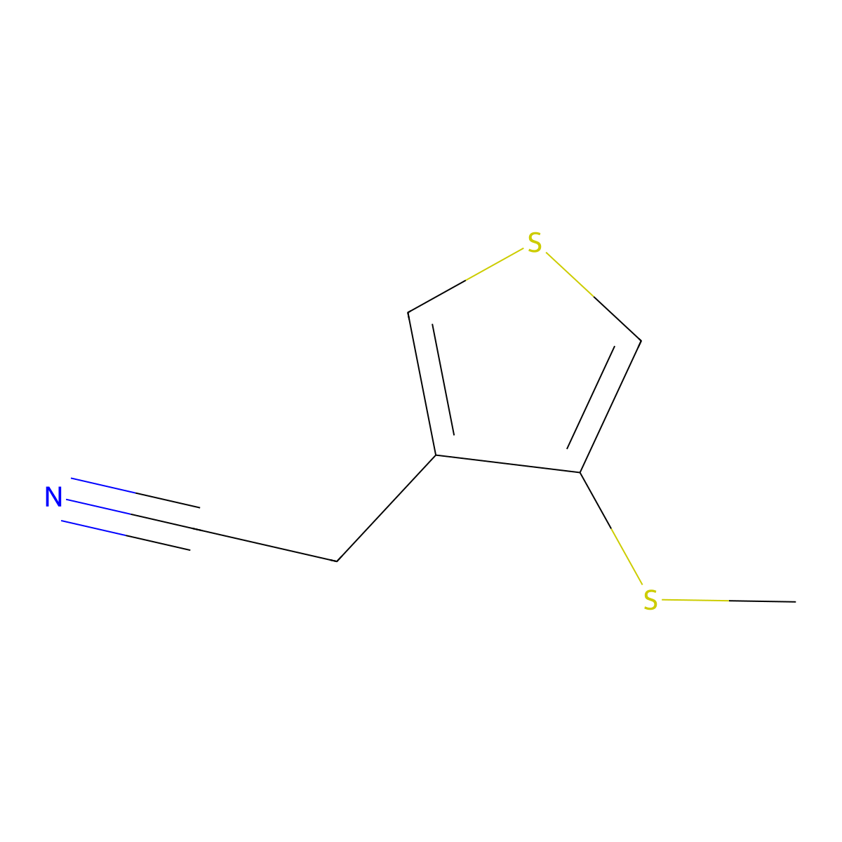 2-[4-(Methylsulfanyl)thiophen-3-yl]acetonitrile molecular structure, CAS 2995299-05-1