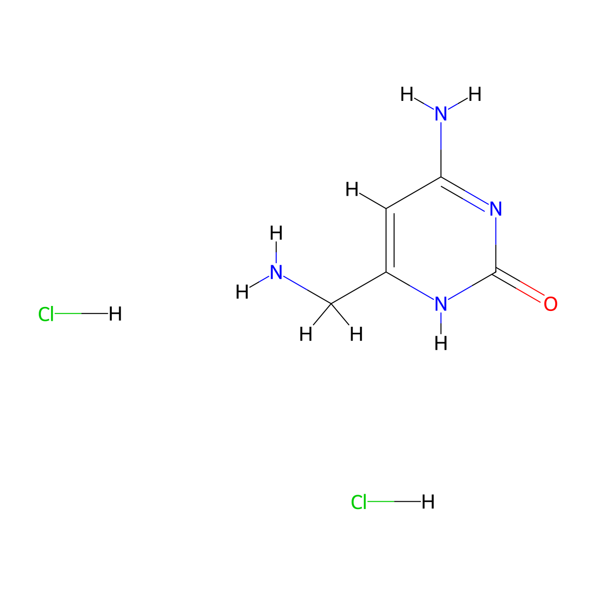 6-Amino-4-(aminomethyl)-1,2-dihydropyrimidin-2-one dihydrochloride molecular structure, CAS 2995330-73-7