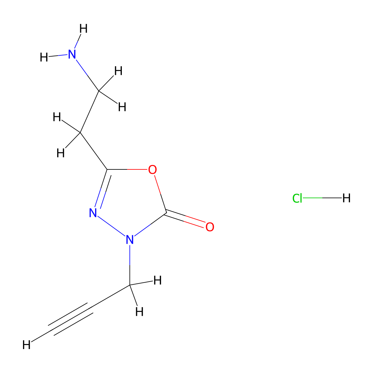 5-(2-Aminoethyl)-3-(prop-2-yn-1-yl)-2,3-dihydro-1,3,4-oxadiazol-2-one hydrochloride molecular structure, CAS 2995372-62-6
