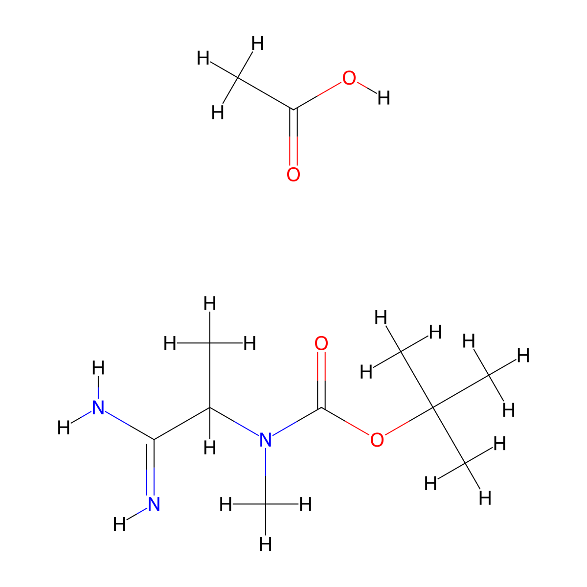 acetic acid, tert-butyl N-(1-carbamimidoylethyl)-N-methylcarbamate molecular structure, CAS 2995387-95-4