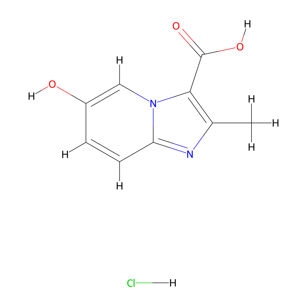 6-Hydroxy-2-methylimidazo[1,2-a]pyridine-3-carboxylic acid hydrochloride molecular structure, CAS 2995388-00-4