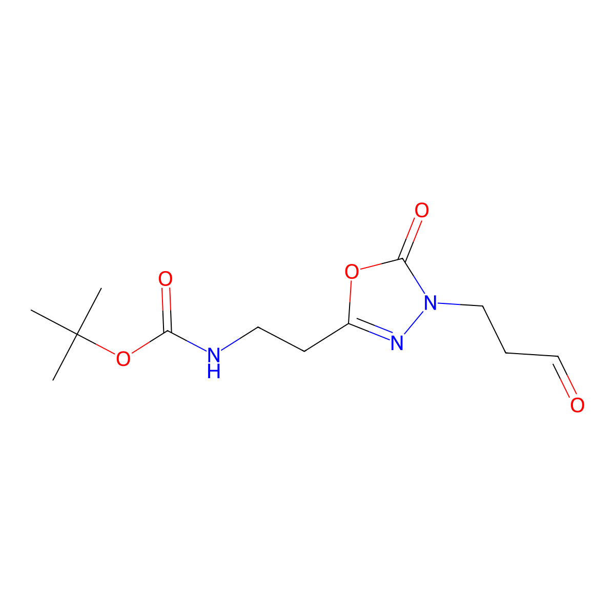 tert-butyl N-{2-[5-oxo-4-(3-oxopropyl)-4,5-dihydro-1,3,4-oxadiazol-2-yl]ethyl}carbamate molecular structure, CAS 2995391-66-5