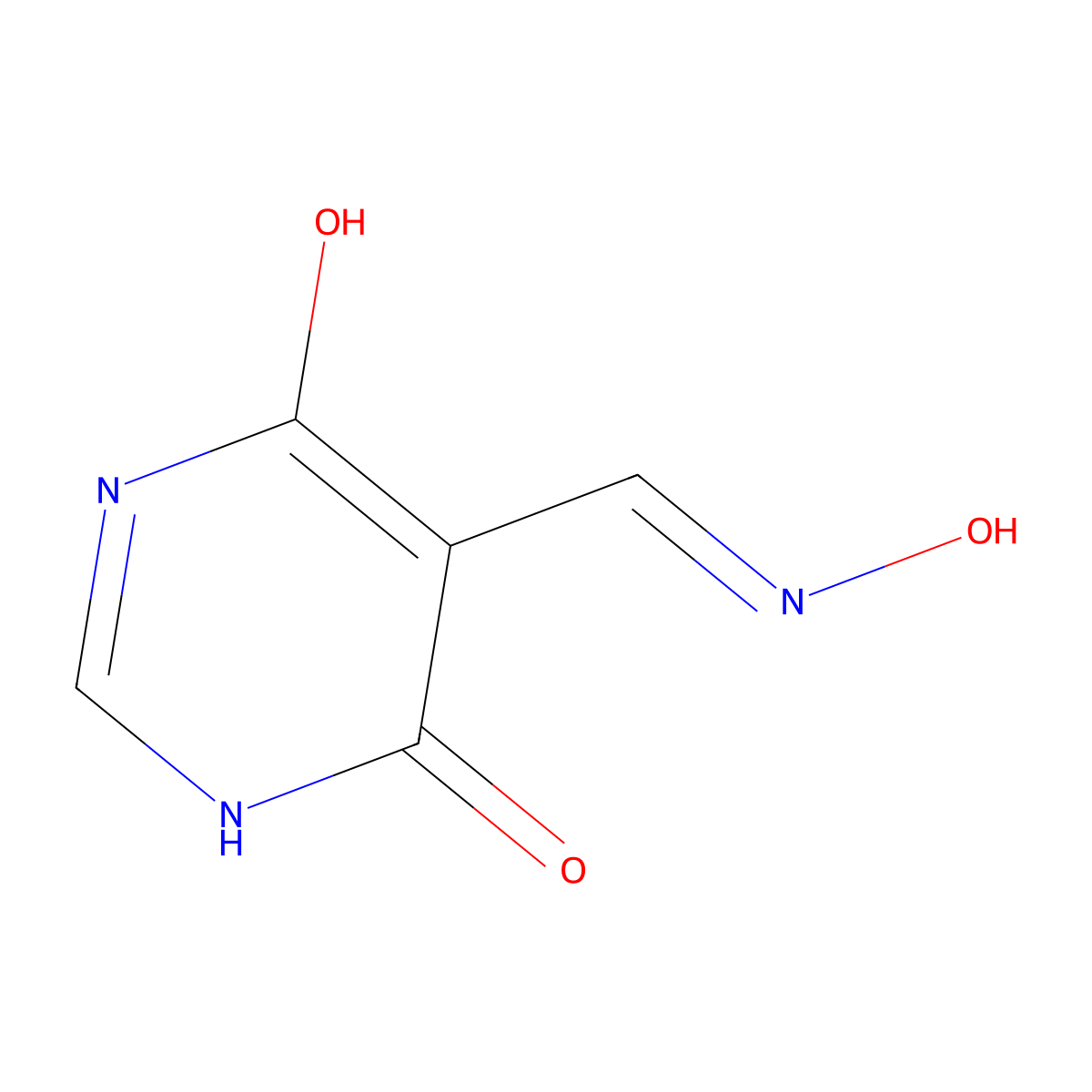 4-Hydroxy-6-oxo-1,6-dihydropyrimidine-5-carbaldehyde oxime molecular structure, CAS 29955-37-1