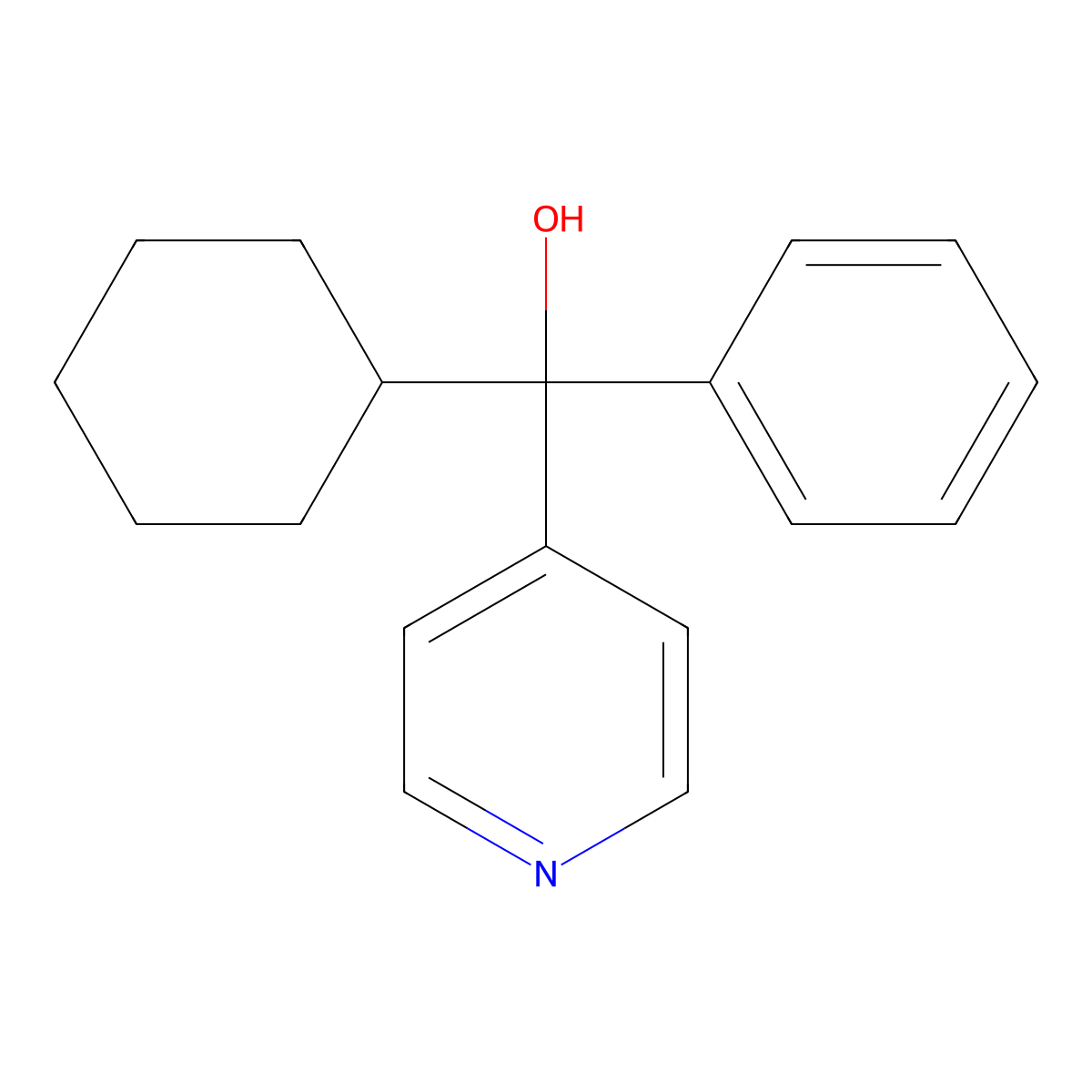 a-Cyclohexyl-a-phenyl-4-pyridinemethanol molecular structure, CAS 29957-14-0