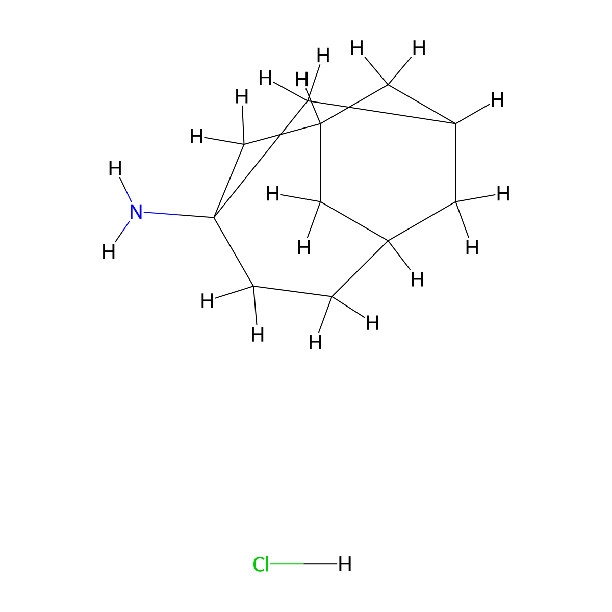 Tricyclo[4.3.1.1~3,8~]undec-3-ylamine hydrochloride molecular structure, CAS 2996-54-5