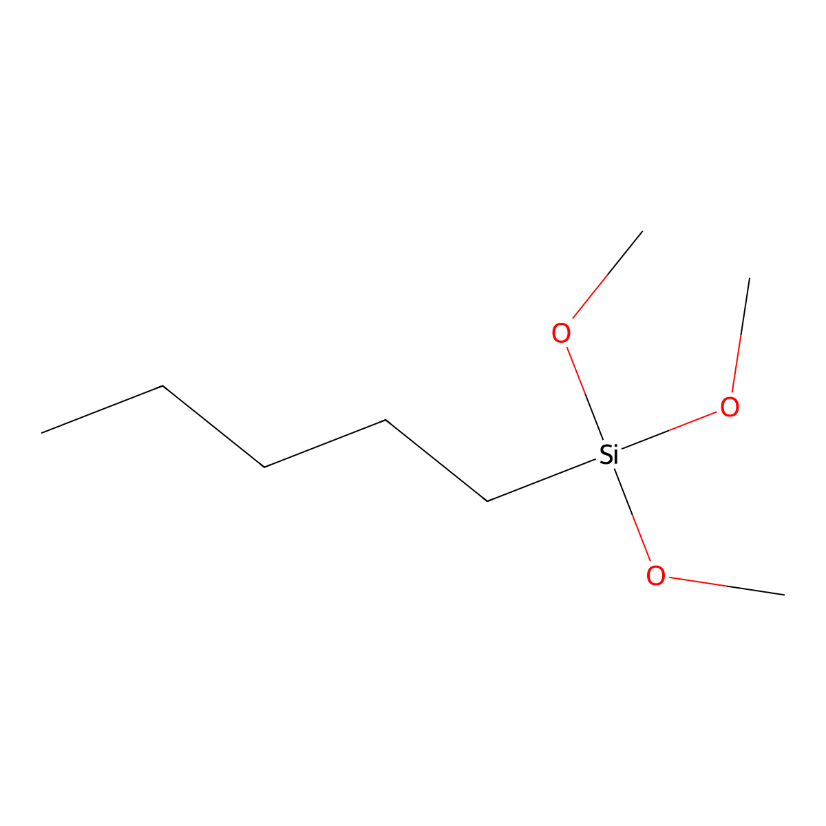 Pentyltrimethoxysilane molecular structure, CAS 2996-95-4