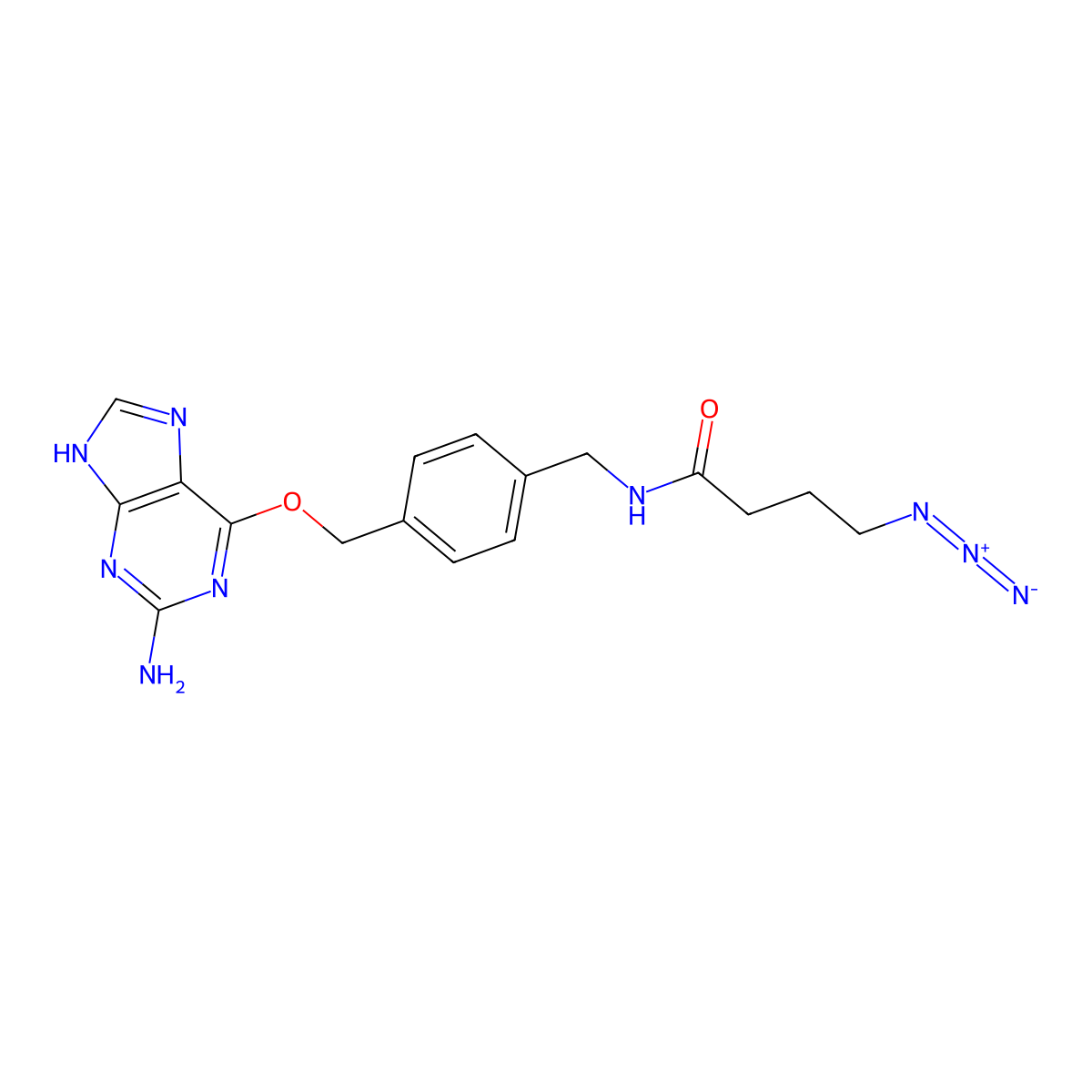 N-[[4-[(2-amino-7H-purin-6-yl)oxymethyl]phenyl]methyl]-4-azidobutanamide molecular structure, CAS 2996069-91-9