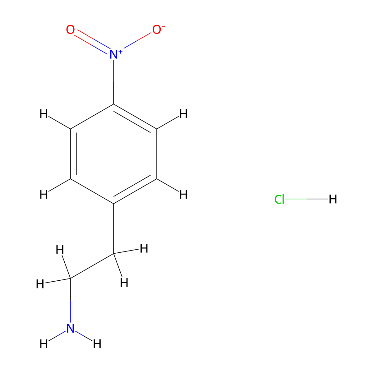 Benzeneethanamine, 4-nitro-, hydrochloride (1:1) molecular structure, CAS 29968-78-3
