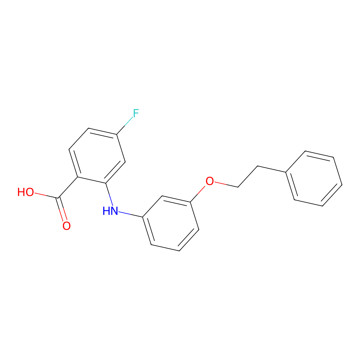 4-Fluoro-2-[3-(2-phenylethoxy)anilino]benzoic acid molecular structure, CAS 2996821-62-4