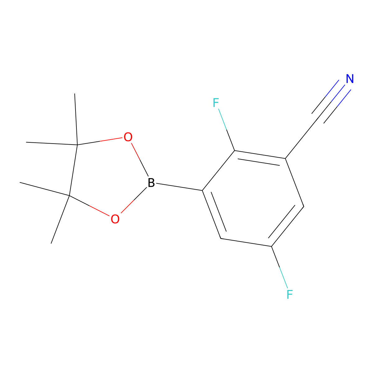 2,5-Difluoro-3-(4,4,5,5-tetramethyl-1,3,2-dioxaborolan-2-YL)benzonitrile molecular structure, CAS 2996889-39-3