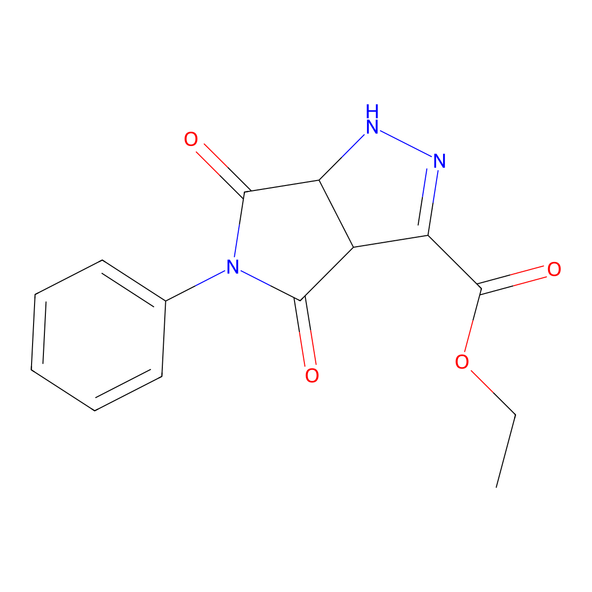 Ethyl 4,6-dioxo-5-phenyl-1,3a,4,5,6,6a-hexahydropyrrolo[3,4-c]pyrazole-3-carboxylate molecular structure, CAS 2997-63-9