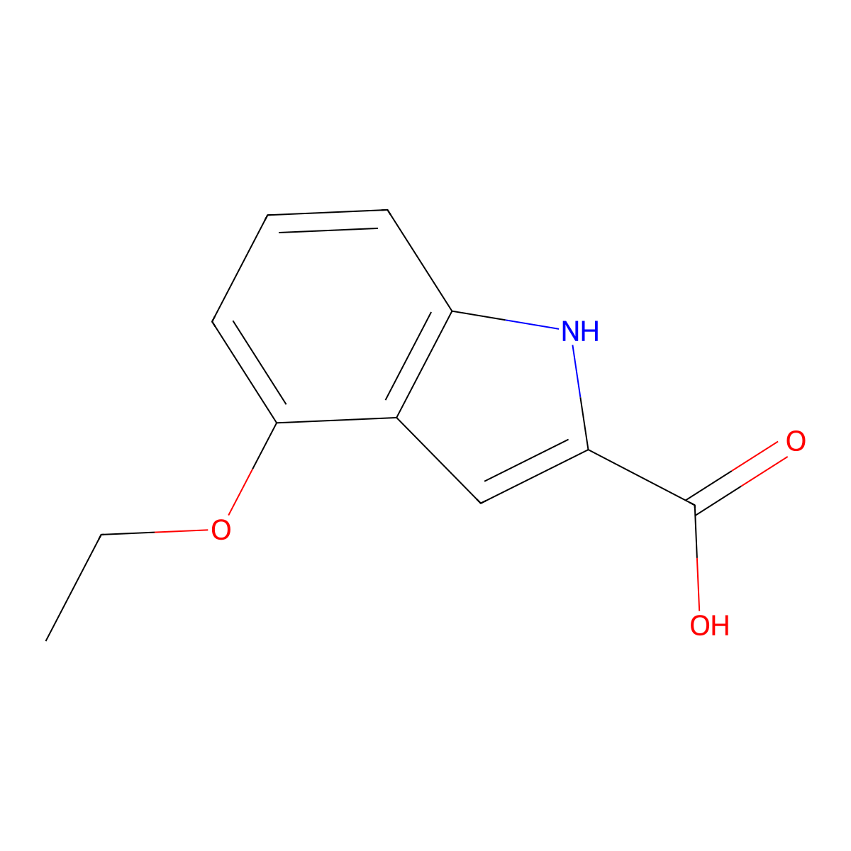 4-ethoxy-1H-indole-2-carboxylic acid molecular structure, CAS 29970-01-2