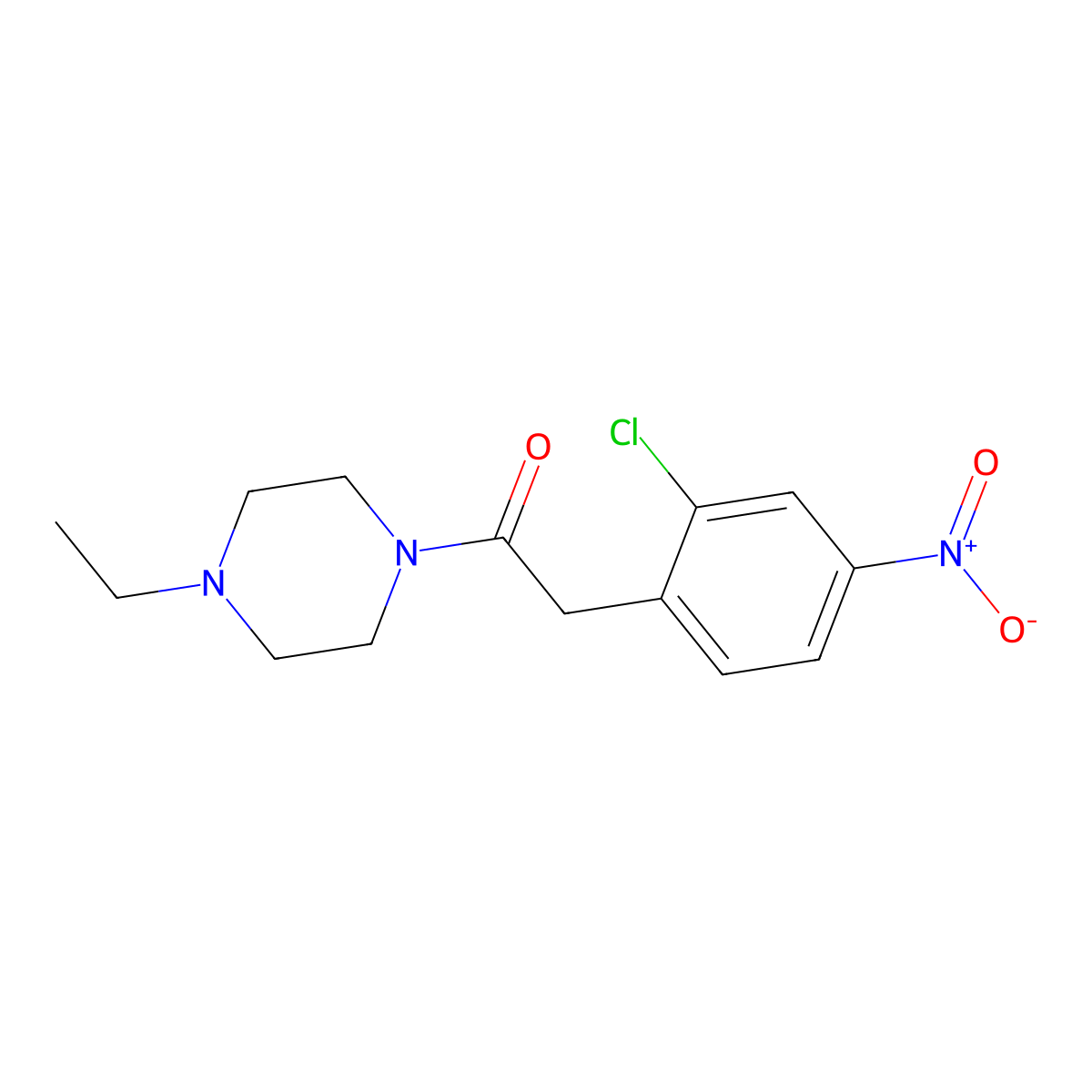 2-(2-Chloro-4-nitrophenyl)-1-(4-ethyl-1-piperazinyl)ethanone molecular structure, CAS 2997153-07-6