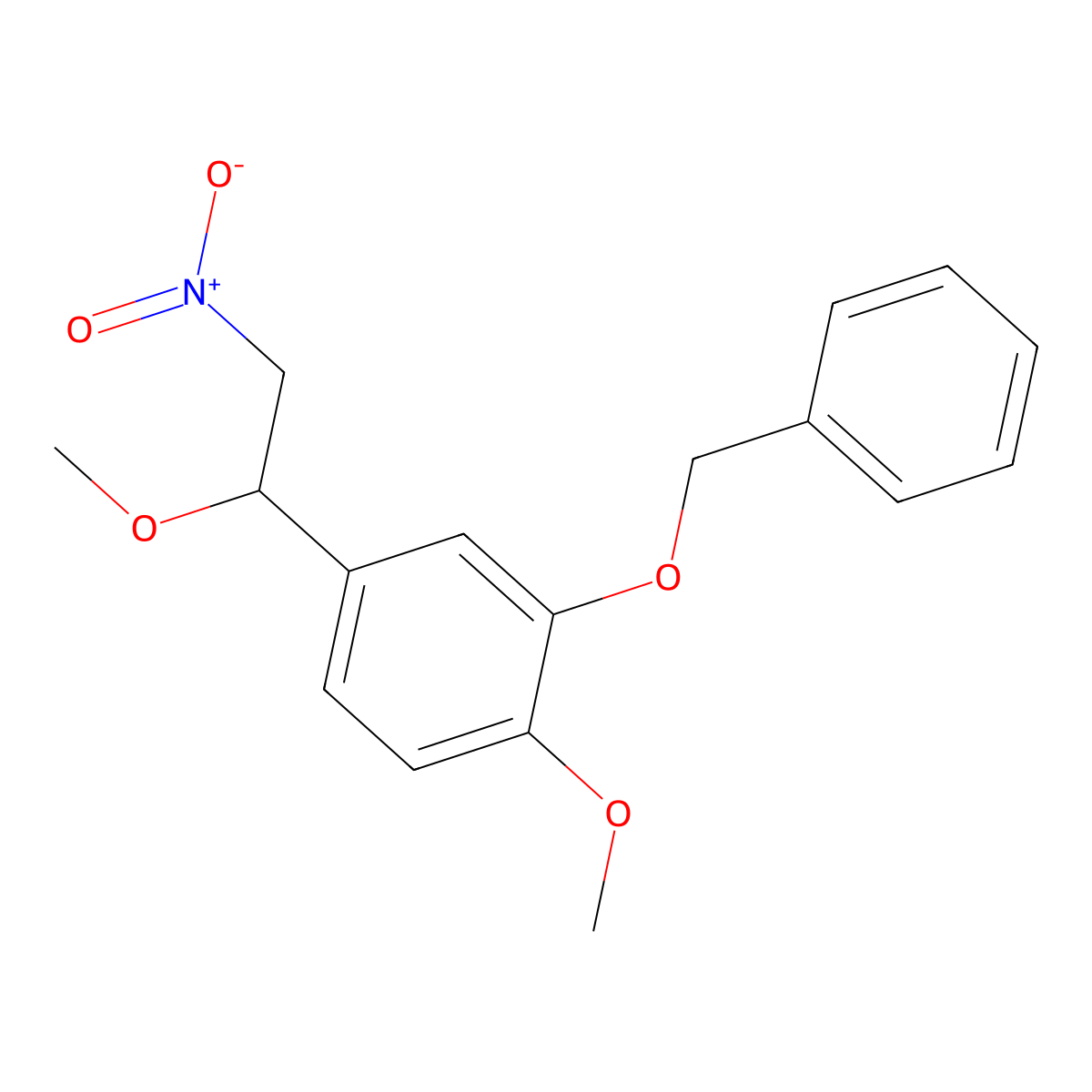 2-Benzyloxy-1-methoxy-4-(1-methoxy-2-nitroethyl)benzene molecular structure, CAS 29973-92-0