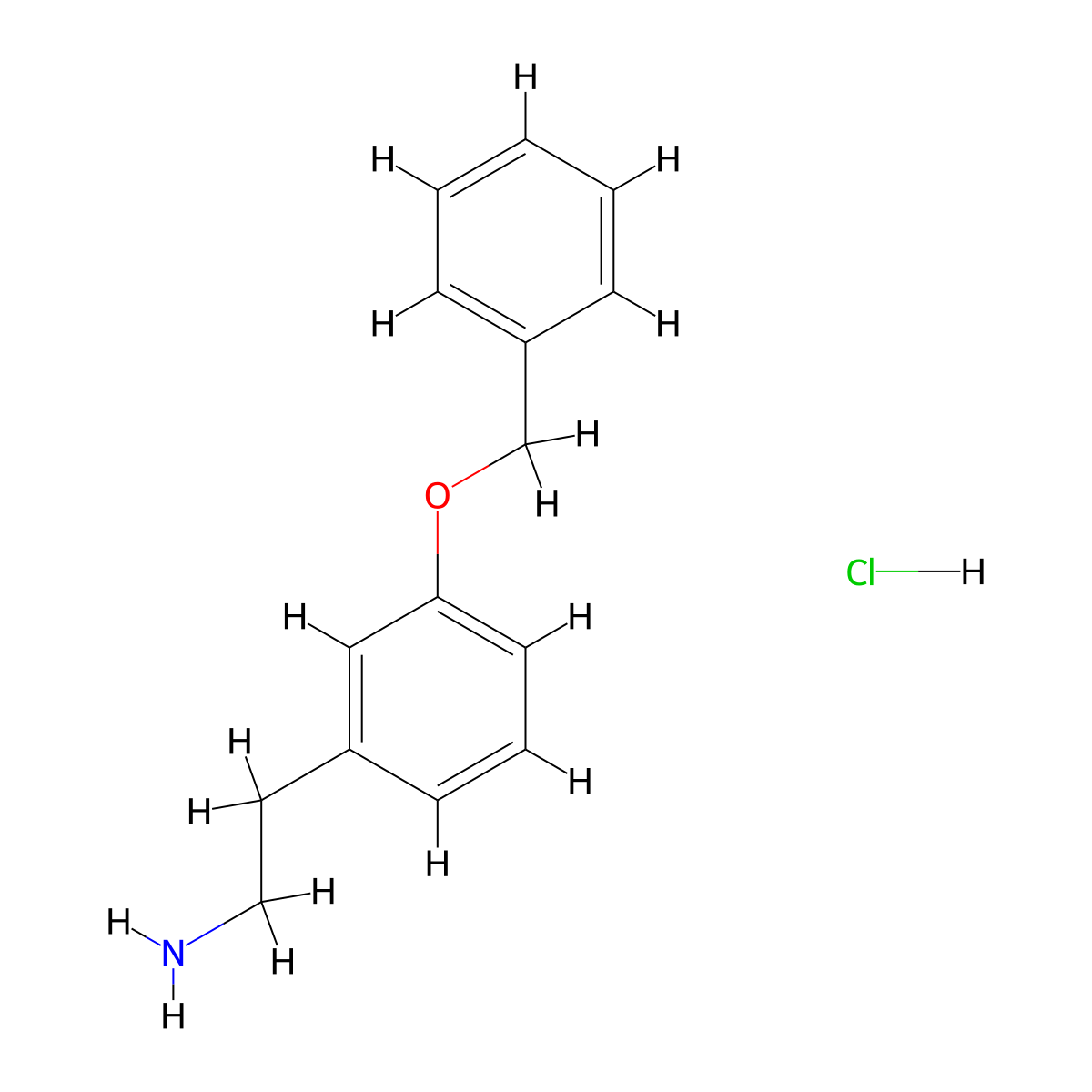Benzeneethanamine, 3-(phenylmethoxy)-, hydrochloride molecular structure, CAS 29973-97-5