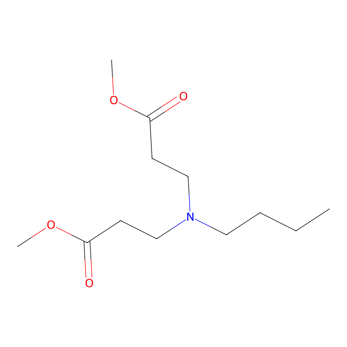 Dimethyl 3,3'-(butylimino)dipropanoate (non-preferred name) molecular structure, CAS 29975-09-5