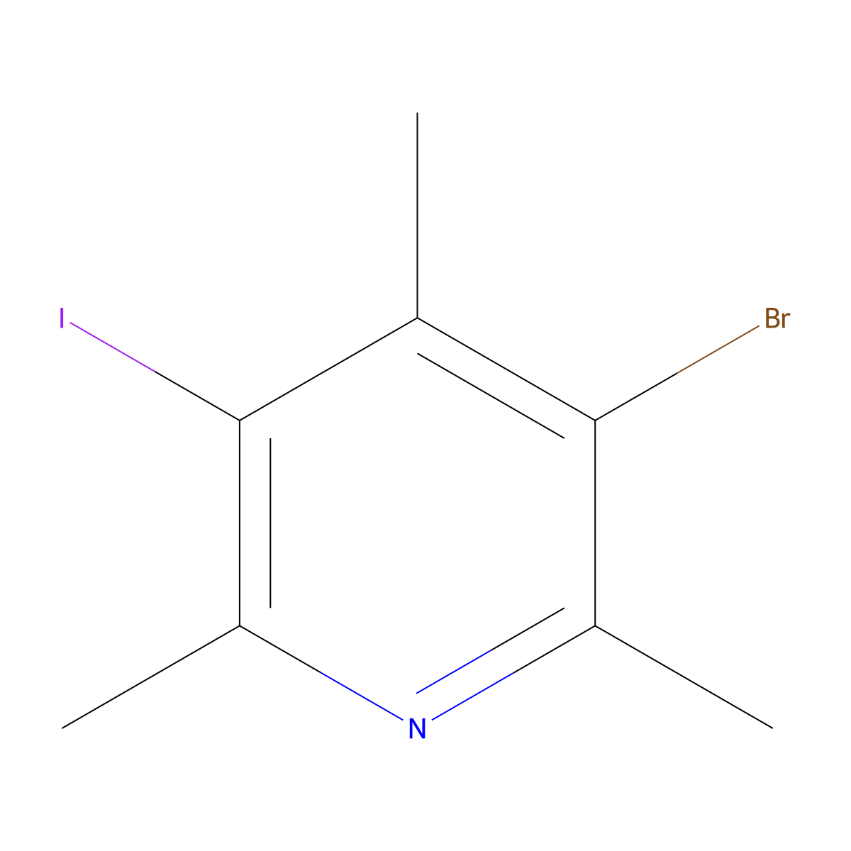 3-Bromo-5-iodo-2,4,6-trimethylpyridine molecular structure, CAS 29976-61-2