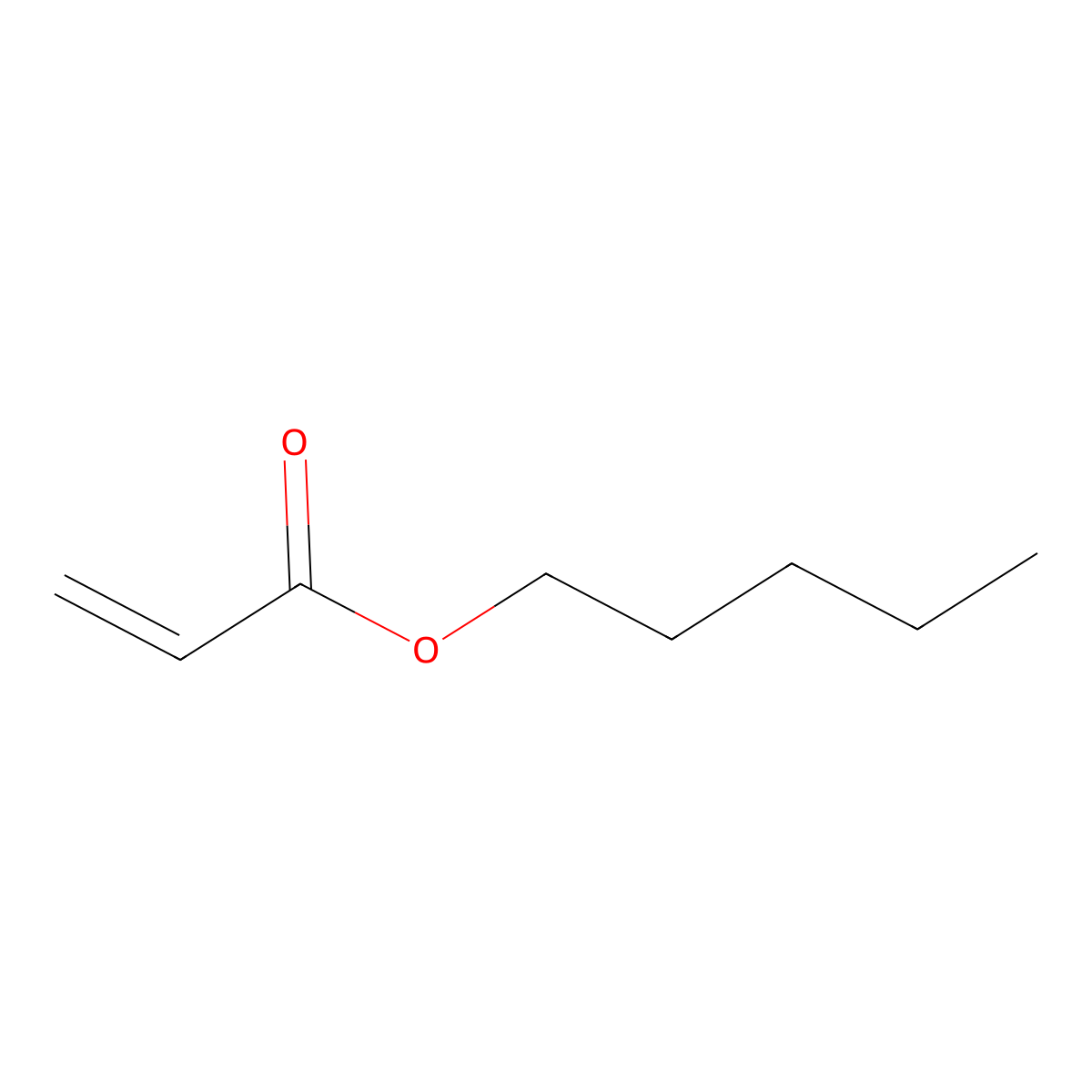 Pentyl acrylate molecular structure, CAS 2998-23-4