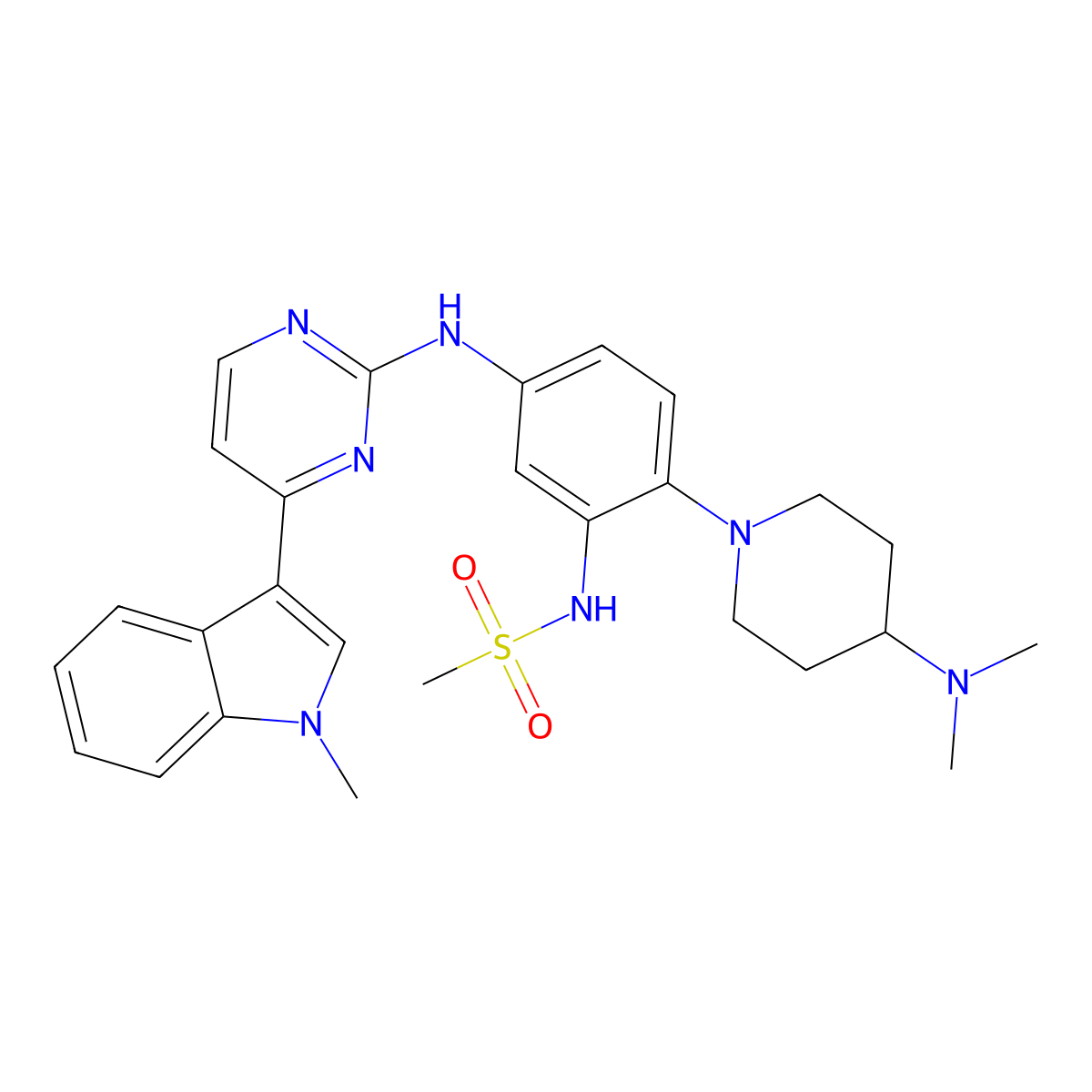 N-[2-[4-(dimethylamino)piperidin-1-yl]-5-[[4-(1-methylindol-3-yl)pyrimidin-2-yl]amino]phenyl]methanesulfonamide molecular structure, CAS 2998928-68-8