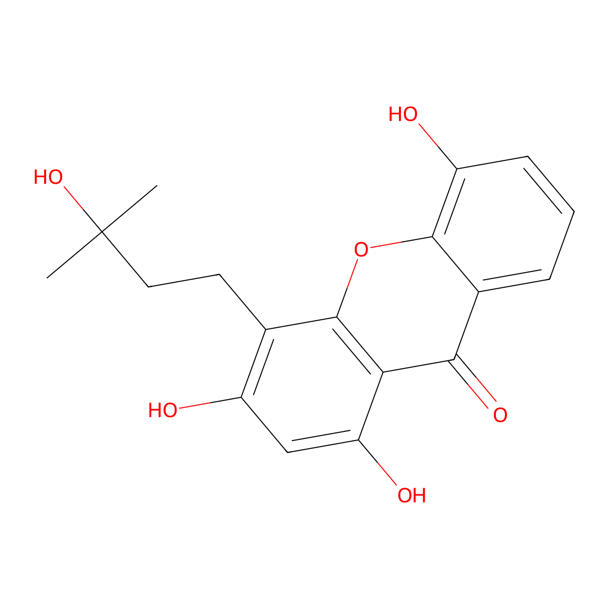 1,3,5-Trihydroxy-4-(3-hydroxy-3-methylbutyl)xanthone molecular structure, CAS 299895-11-7
