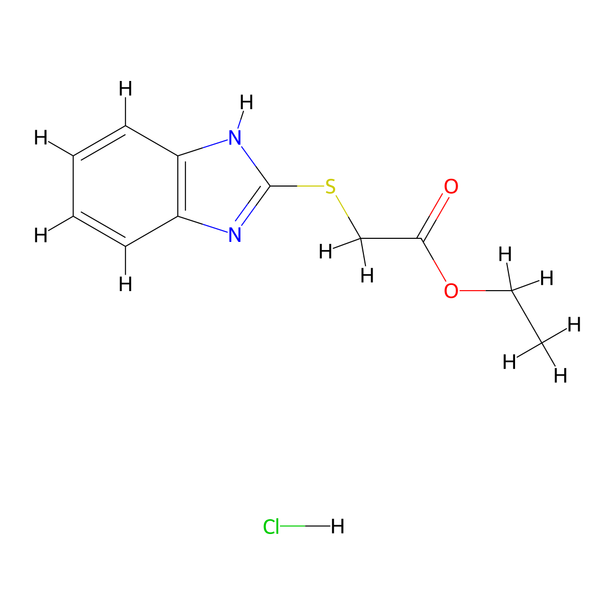 ethyl 2-((1H-benzo[d]imidazol-2-yl)thio)acetate hydrochloride molecular structure, CAS 299901-47-6