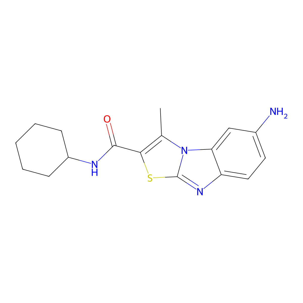 7-amino-N-cyclohexyl-1-methyl-2-thiazolo[3,2-a]benzimidazolecarboxamide molecular structure, CAS 299901-57-8