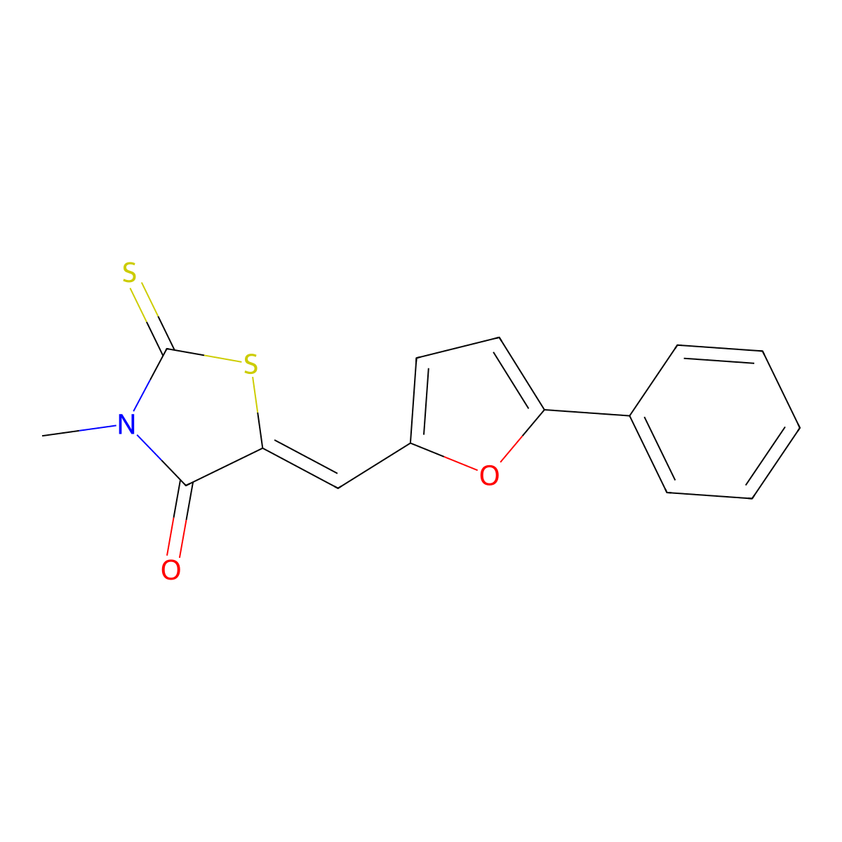 3-Methyl-5-[(5-phenylfuran-2-yl)methylidene]-2-sulfanylidene-1,3-thiazolidin-4-one molecular structure, CAS 299903-85-8