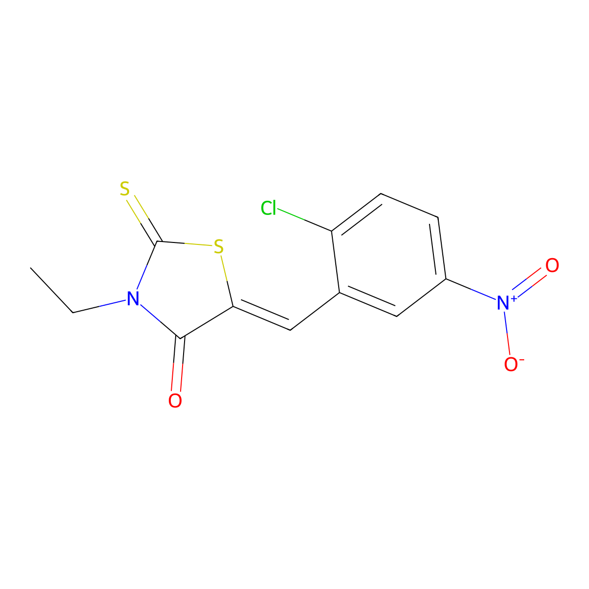 5-((2-Chloro-5-nitrophenyl)methylene)-3-ethyl-2-thioxo-1,3-thiazolidin-4-one molecular structure, CAS 299904-13-5
