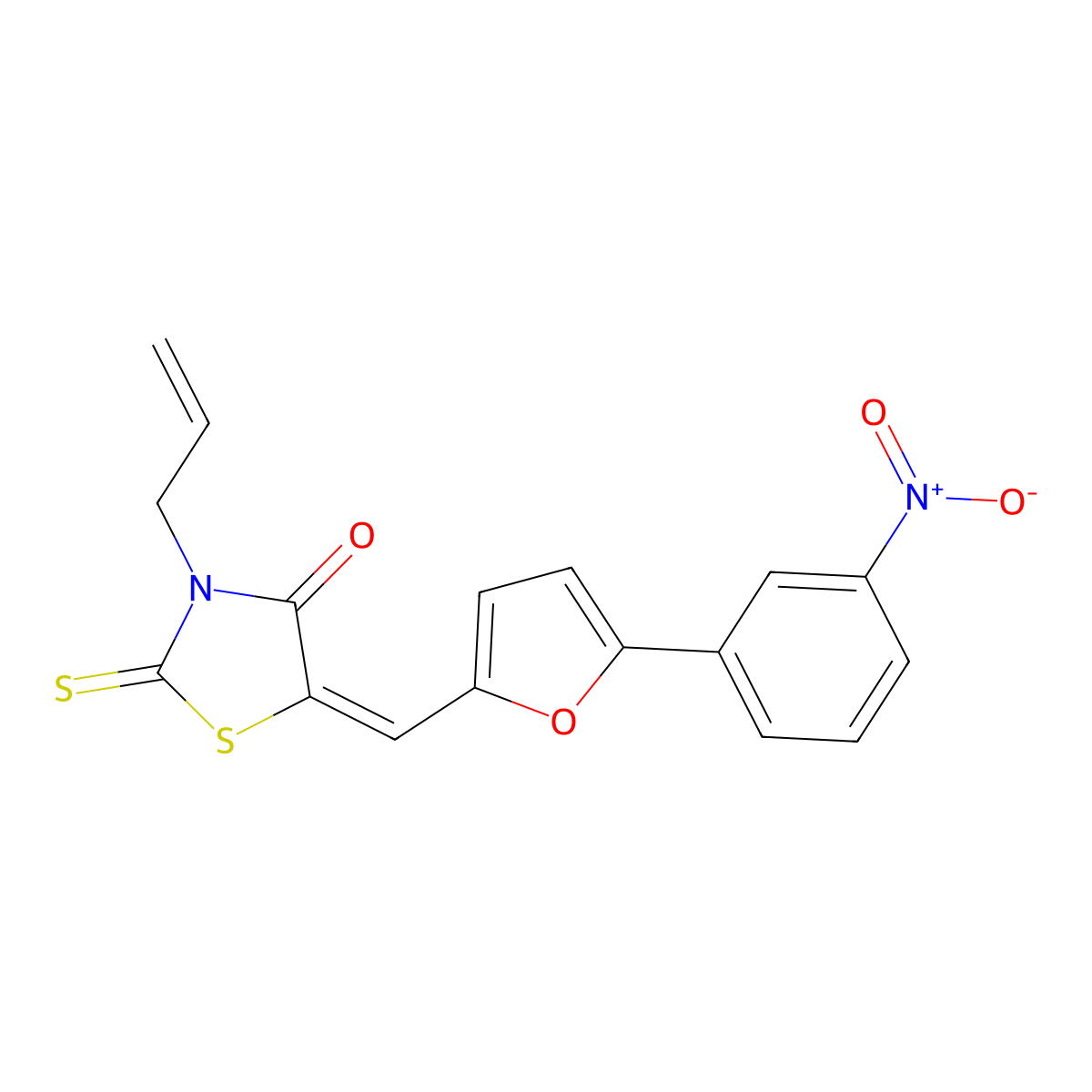 (5E)-5-[[5-(3-nitrophenyl)furan-2-yl]methylidene]-3-prop-2-enyl-2-sulfanylidene-1,3-thiazolidin-4-one molecular structure, CAS 299905-08-1