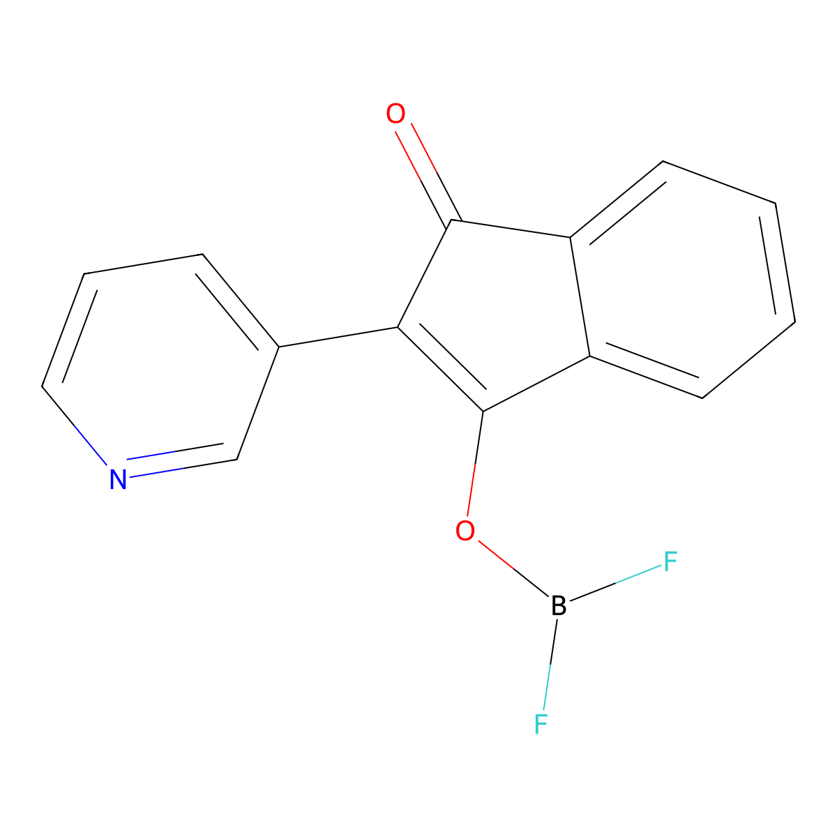 1-oxo-2-(pyridin-3-yl)-1H-inden-3-yl borodifluoridate molecular structure, CAS 299907-68-9