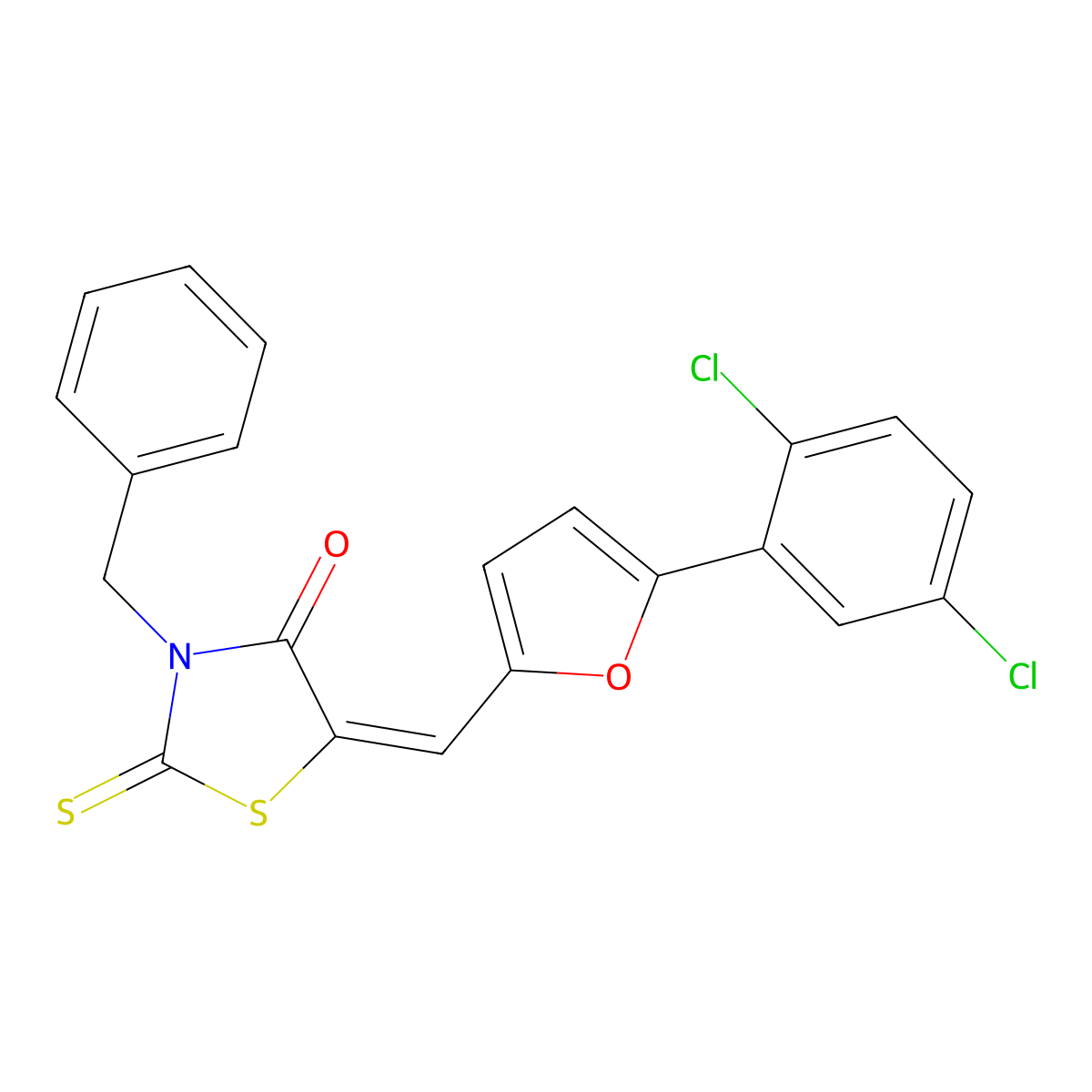 (5E)-3-benzyl-5-[[5-(2,5-dichlorophenyl)furan-2-yl]methylidene]-2-sulfanylidene-1,3-thiazolidin-4-one molecular structure, CAS 299911-78-7