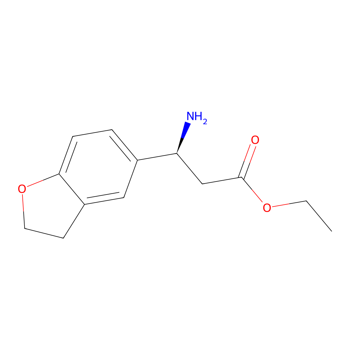 ethyl (3S)-3-amino-3-(2,3-dihydro-1-benzofuran-5-yl)propanoate molecular structure, CAS 299912-80-4