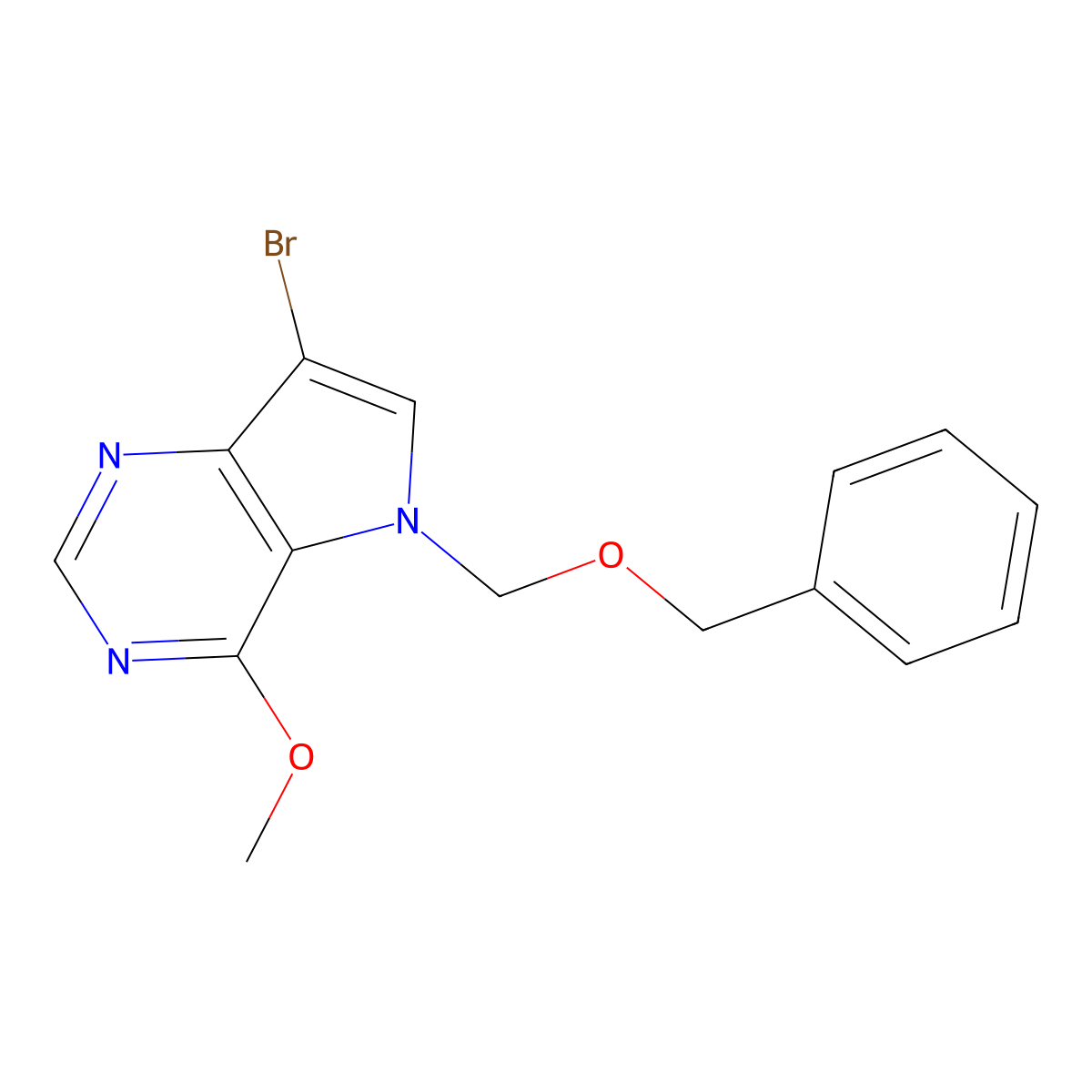 5H-Pyrrolo3,2-dpyrimidine, 7-bromo-4-methoxy-5-(phenylmethoxy)methyl- molecular structure, CAS 299916-62-4