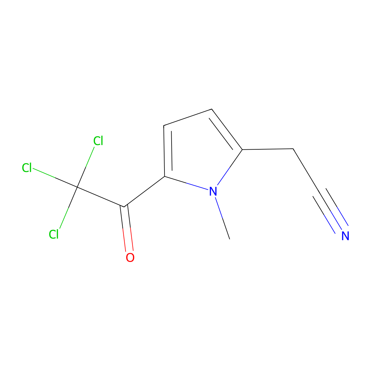 2-[1-methyl-5-(2,2,2-trichloroacetyl)-1H-pyrrol-2-yl]acetonitrile molecular structure, CAS 299918-21-1