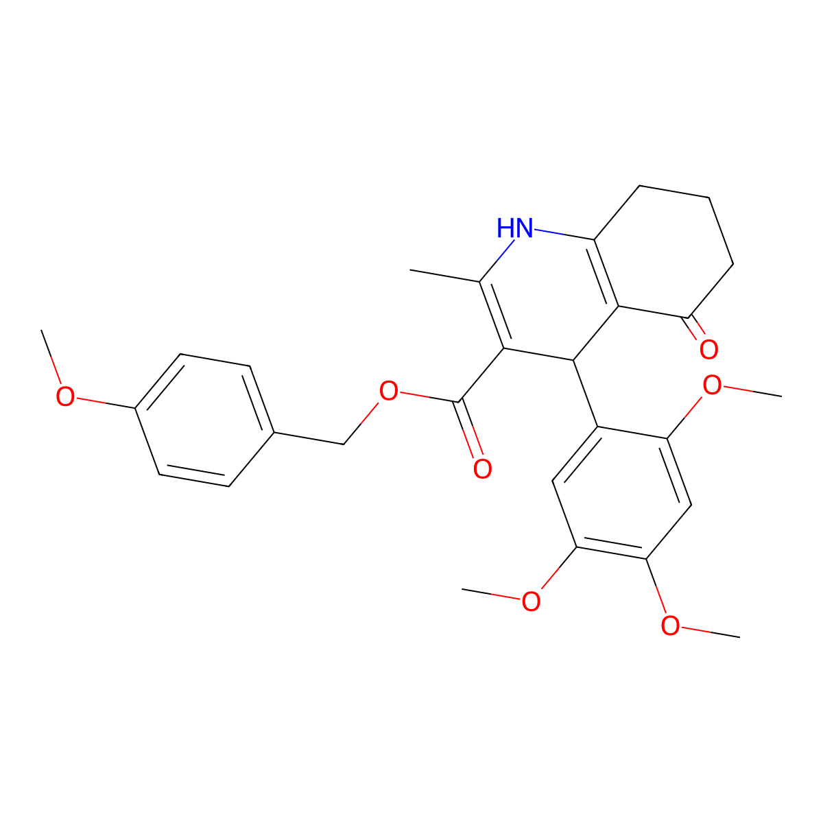 4-Methoxybenzyl 2-methyl-5-oxo-4-(2,4,5-trimethoxyphenyl)-1,4,5,6,7,8-hexahydro-3-quinolinecarboxylate molecular structure, CAS 299918-64-2