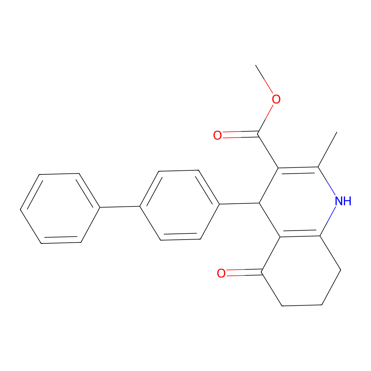 Methyl 4-(biphenyl-4-yl)-2-methyl-5-oxo-1,4,5,6,7,8-hexahydroquinoline-3-carboxylate molecular structure, CAS 299918-65-3
