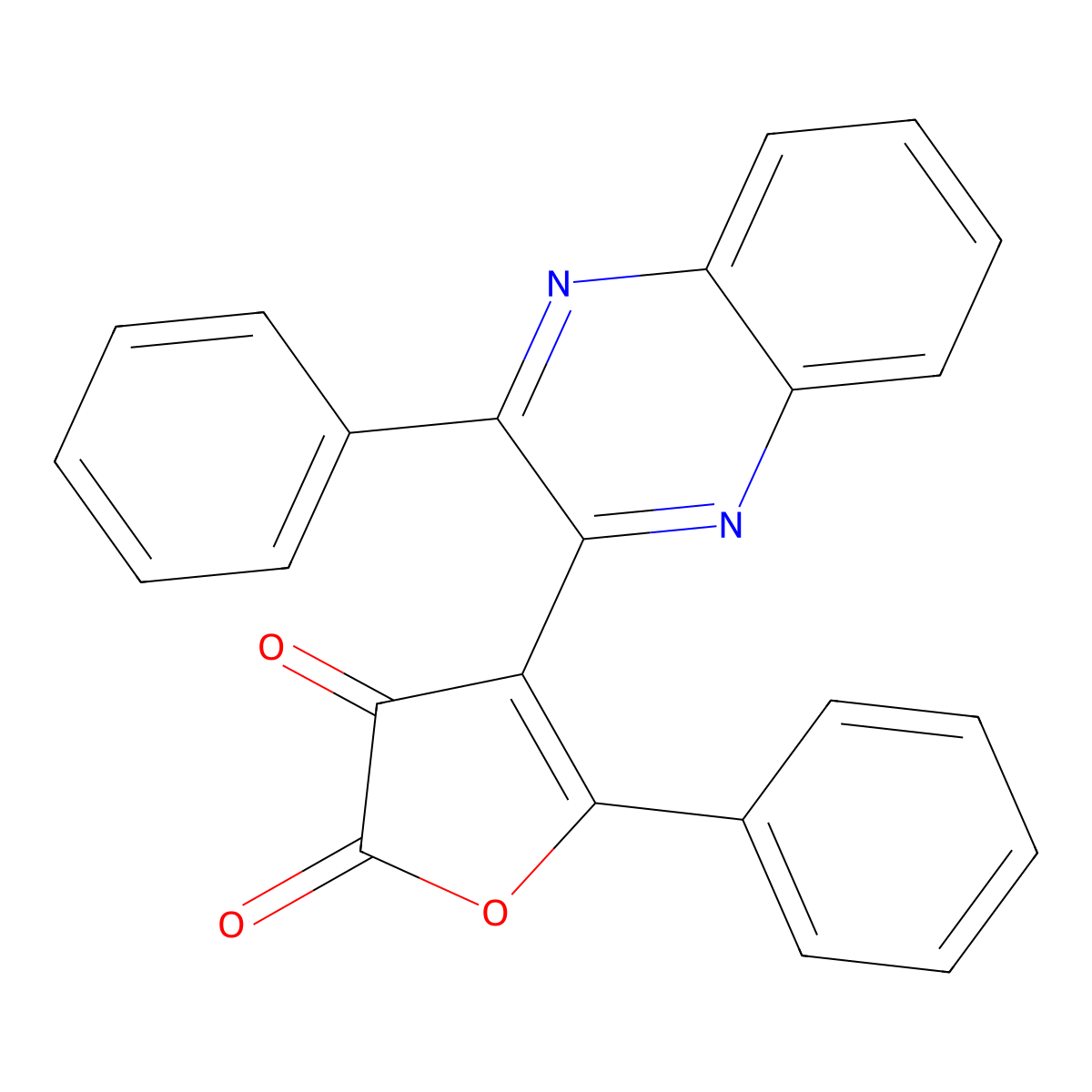 2,3-Furandione, 5-phenyl-4-(3-phenyl-2-quinoxalinyl)- molecular structure, CAS 299918-89-1
