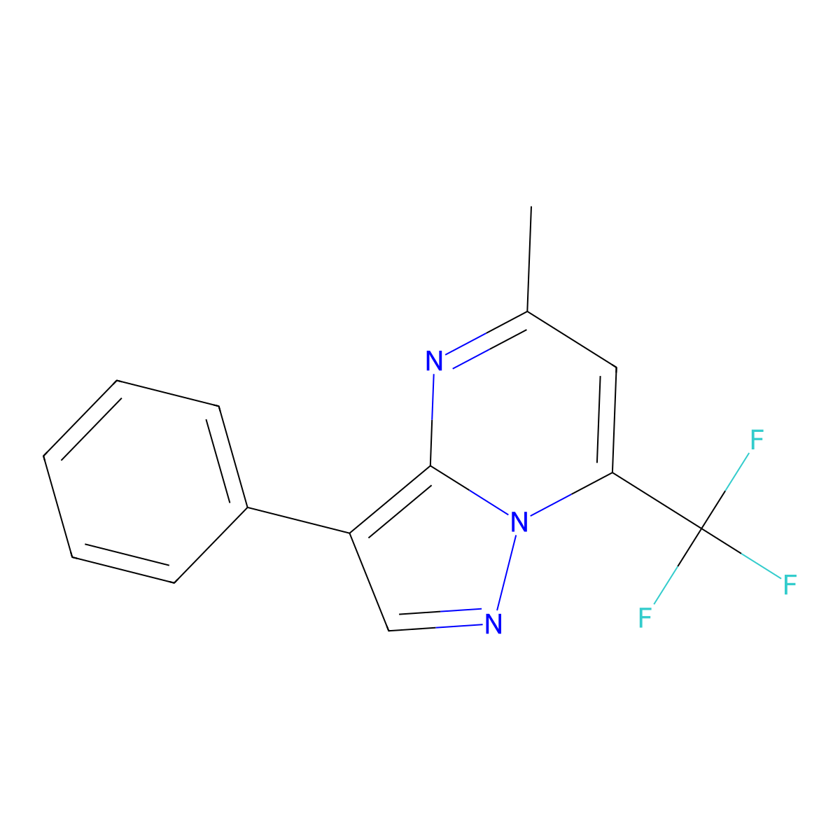 5-Methyl-3-phenyl-7-(trifluoromethyl)pyrazolo[1,5-a]pyrimidine molecular structure, CAS 299919-03-2