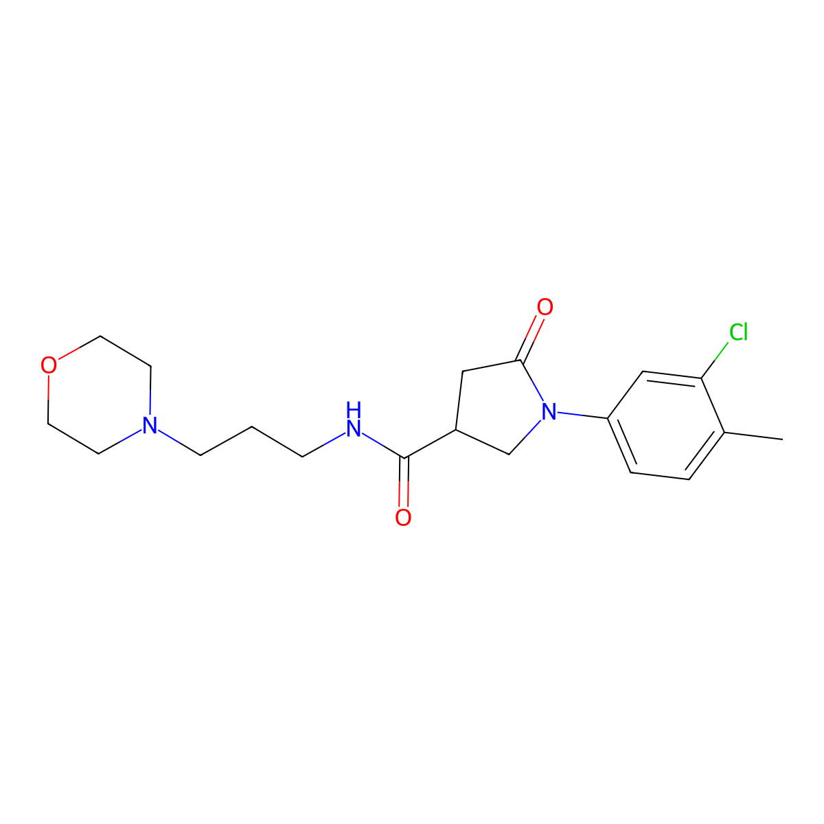 1-(3-chloro-4-methylphenyl)-N-(3-morpholin-4-ylpropyl)-5-oxopyrrolidine-3-carboxamide molecular structure, CAS 299919-22-5