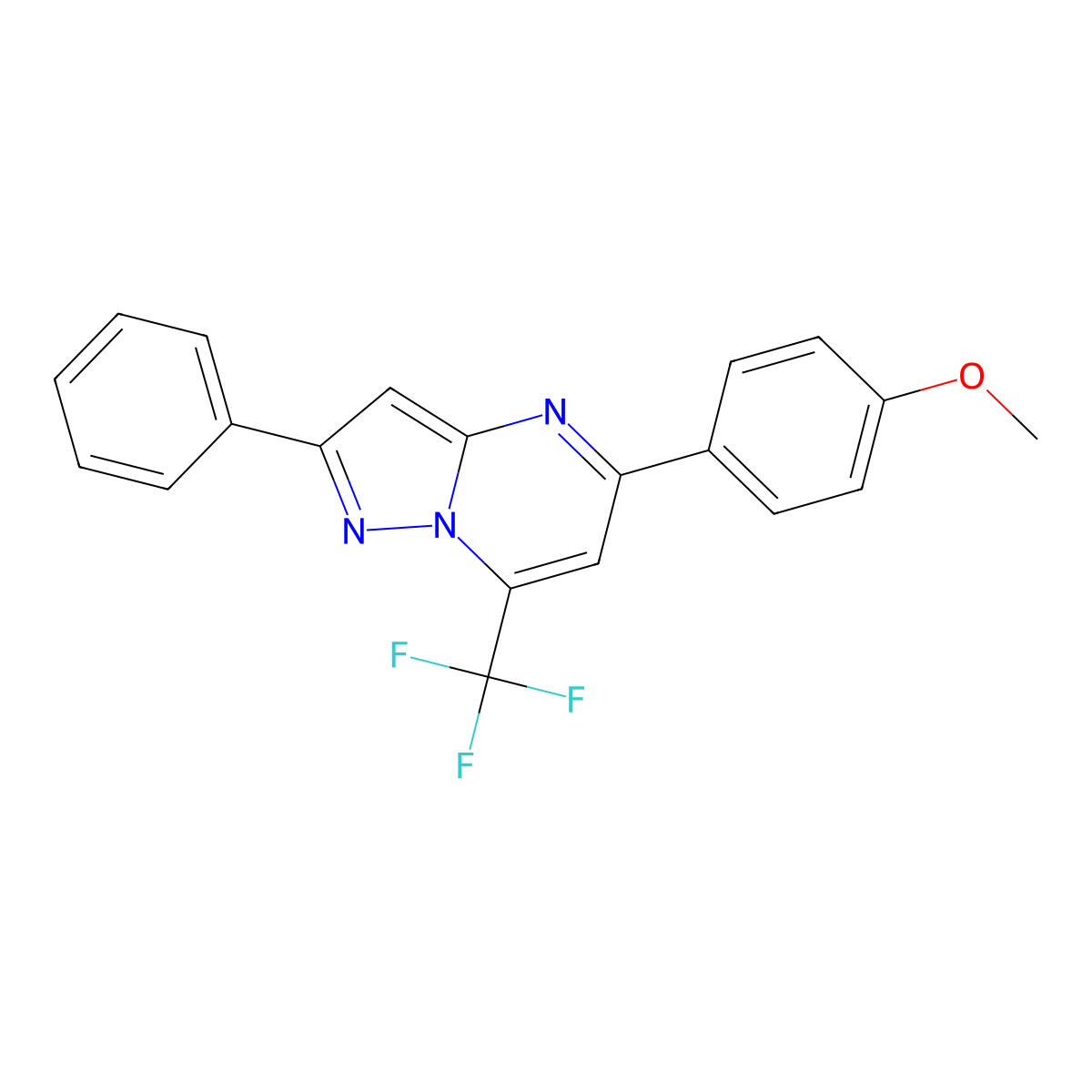 5-(4-Methoxyphenyl)-2-phenyl-7-(trifluoromethyl)pyrazolo[1,5-a]pyrimidine molecular structure, CAS 299919-80-5