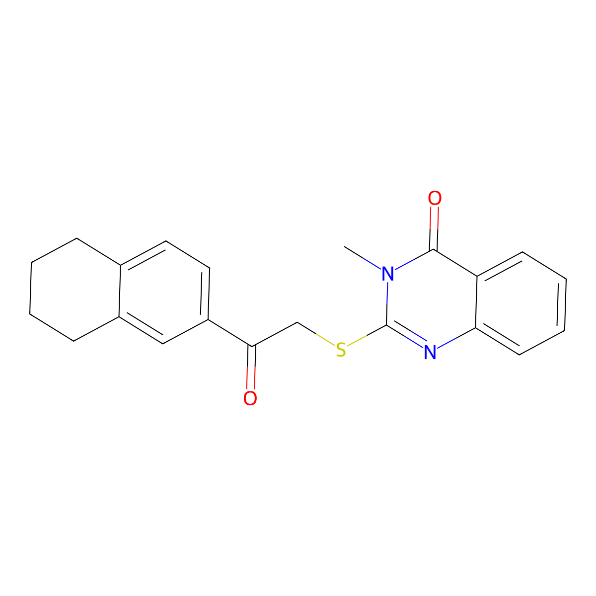3-Methyl-2-[[2-oxo-2-(5,6,7,8-tetrahydro-2-naphthalenyl)ethyl]thio]-4(3H)-quinazolinone molecular structure, CAS 299919-93-0