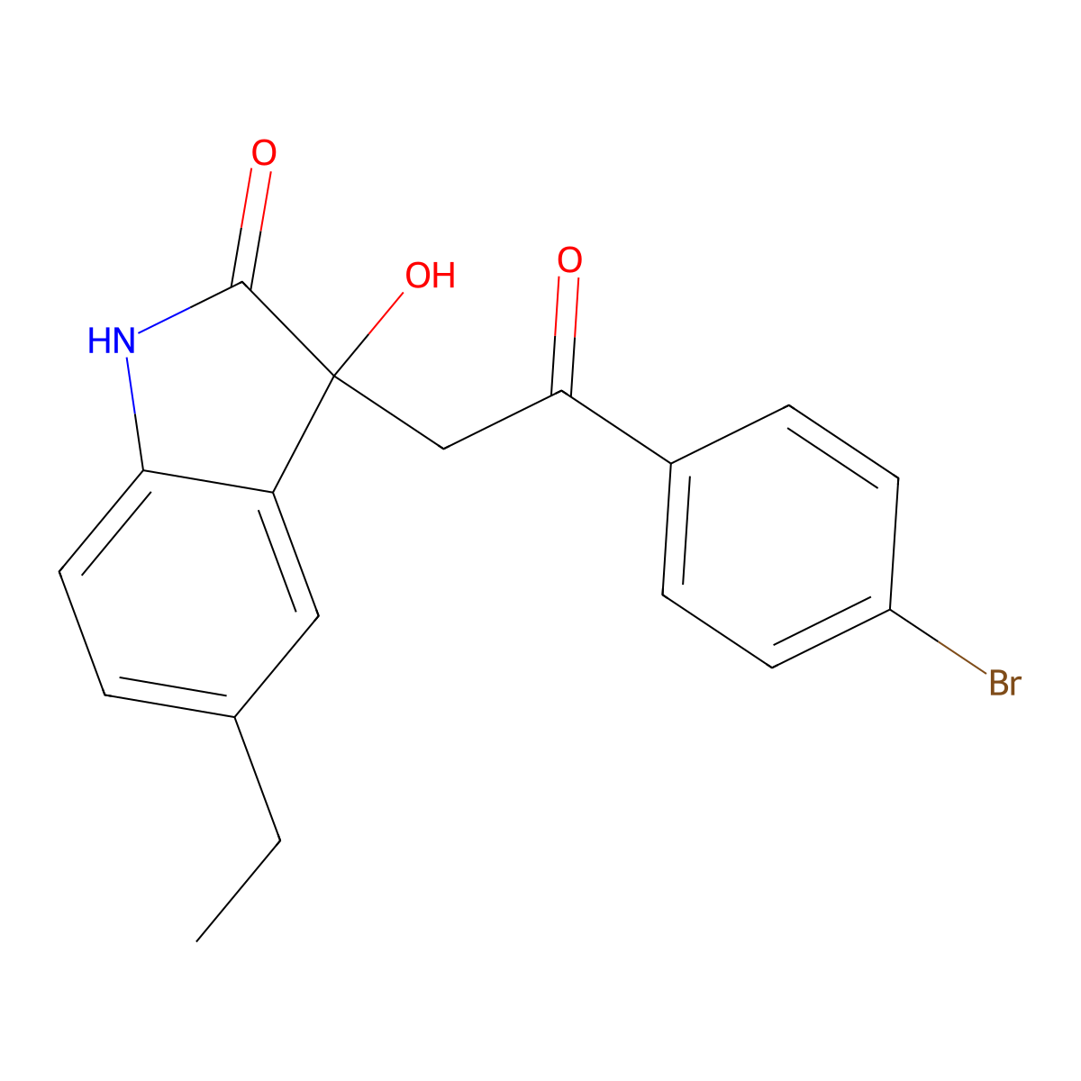 3-[2-(4-bromophenyl)-2-oxoethyl]-5-ethyl-3-hydroxy-1,3-dihydro-2H-indol-2-one molecular structure, CAS 299920-06-2