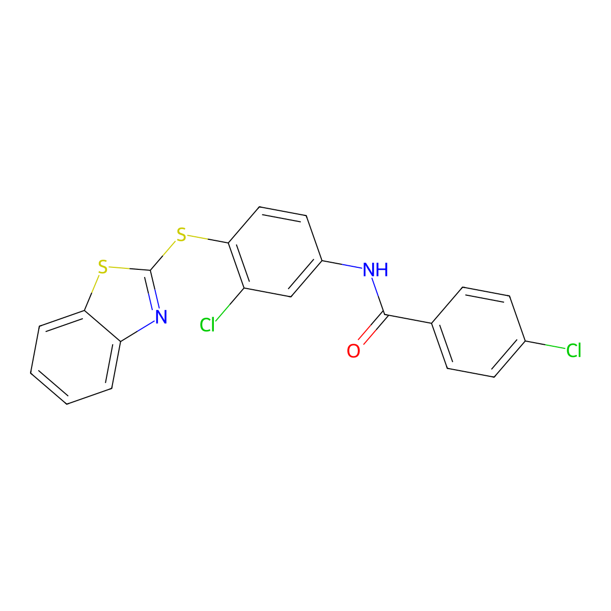 N-[4-(1,3-benzothiazol-2-ylsulfanyl)-3-chlorophenyl]-4-chlorobenzamide molecular structure, CAS 299920-22-2