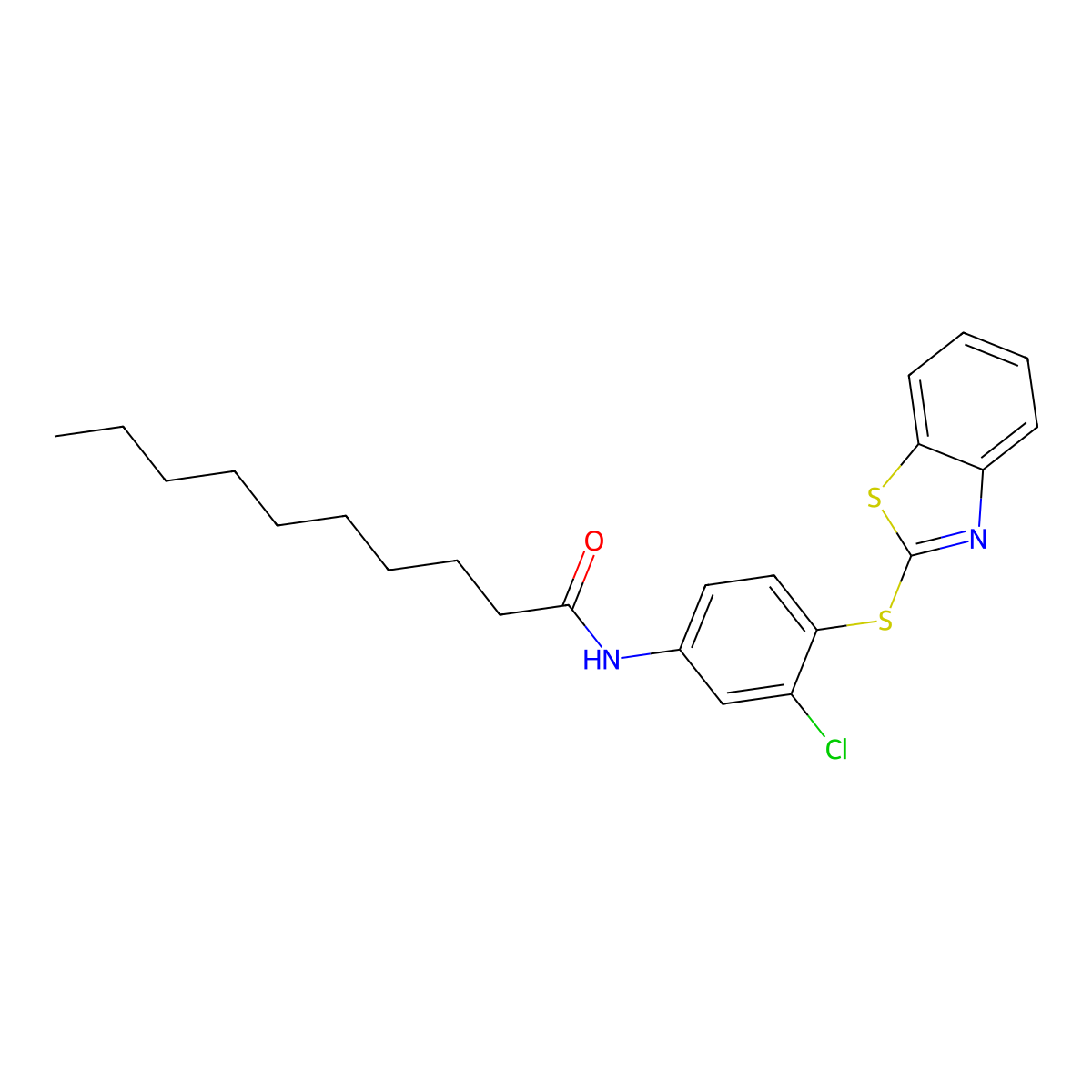 N-[4-(1,3-benzothiazol-2-ylsulfanyl)-3-chlorophenyl]decanamide molecular structure, CAS 299920-23-3