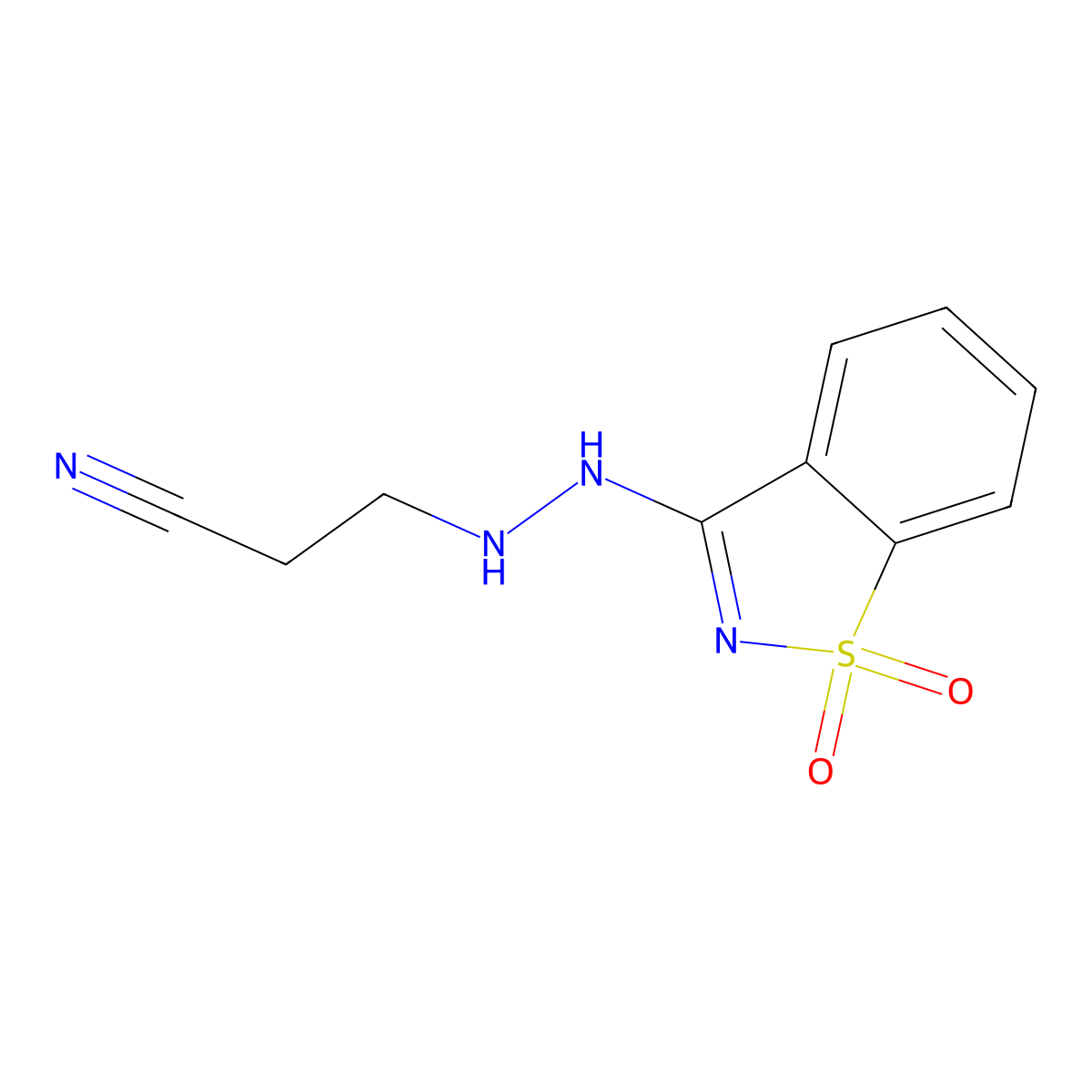 3-[2-(1,1-Dioxido-1,2-benzisothiazol-3-YL)hydrazino]propanenitrile molecular structure, CAS 299920-42-6