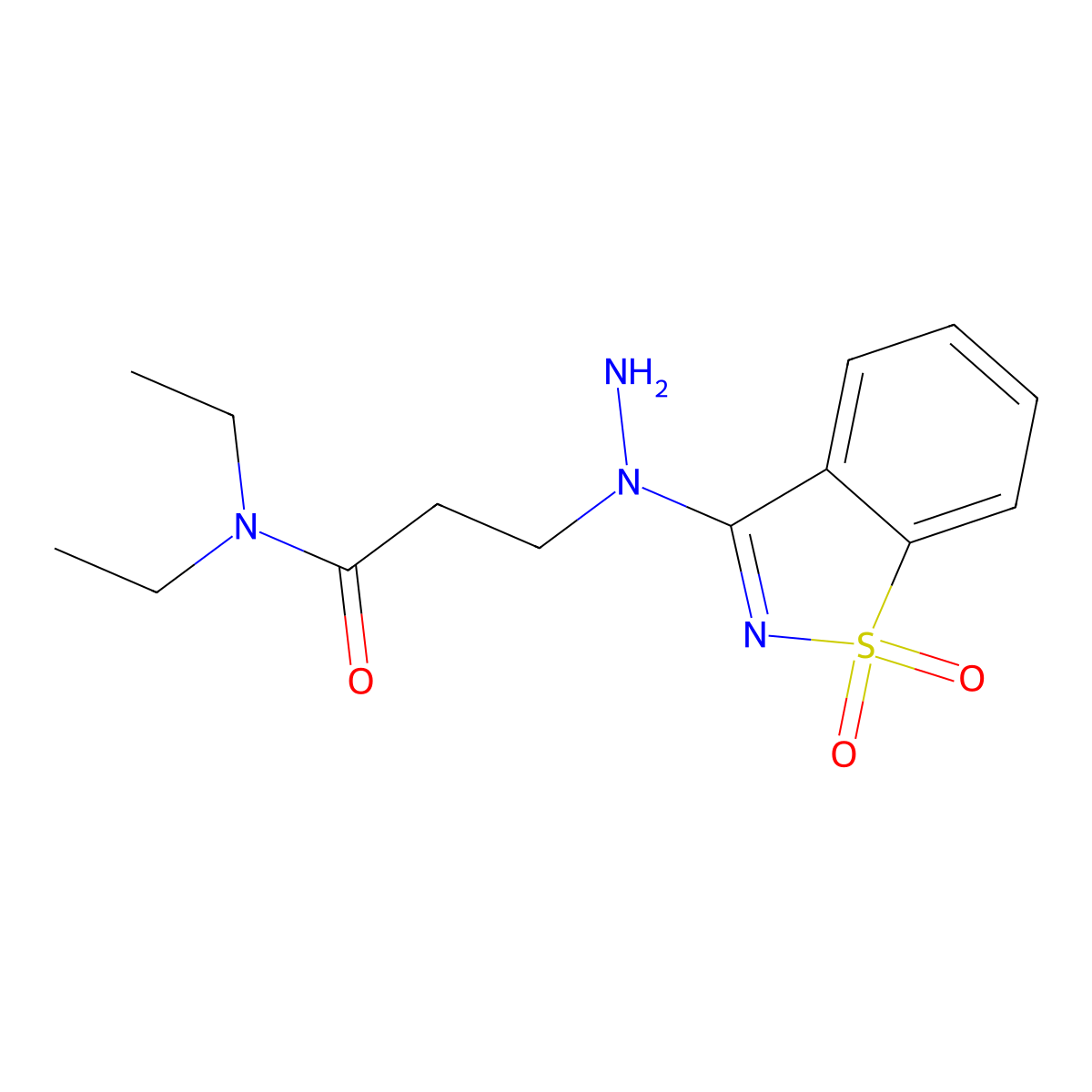 3-[1-(1,1-dioxido-1,2-benzothiazol-3-yl)hydrazinyl]-N,N-diethylpropanamide molecular structure, CAS 299920-43-7
