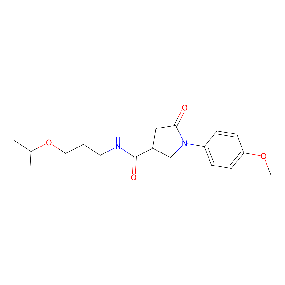 1-(4-methoxyphenyl)-5-oxo-N-[3-(propan-2-yloxy)propyl]pyrrolidine-3-carboxamide molecular structure, CAS 299920-46-0
