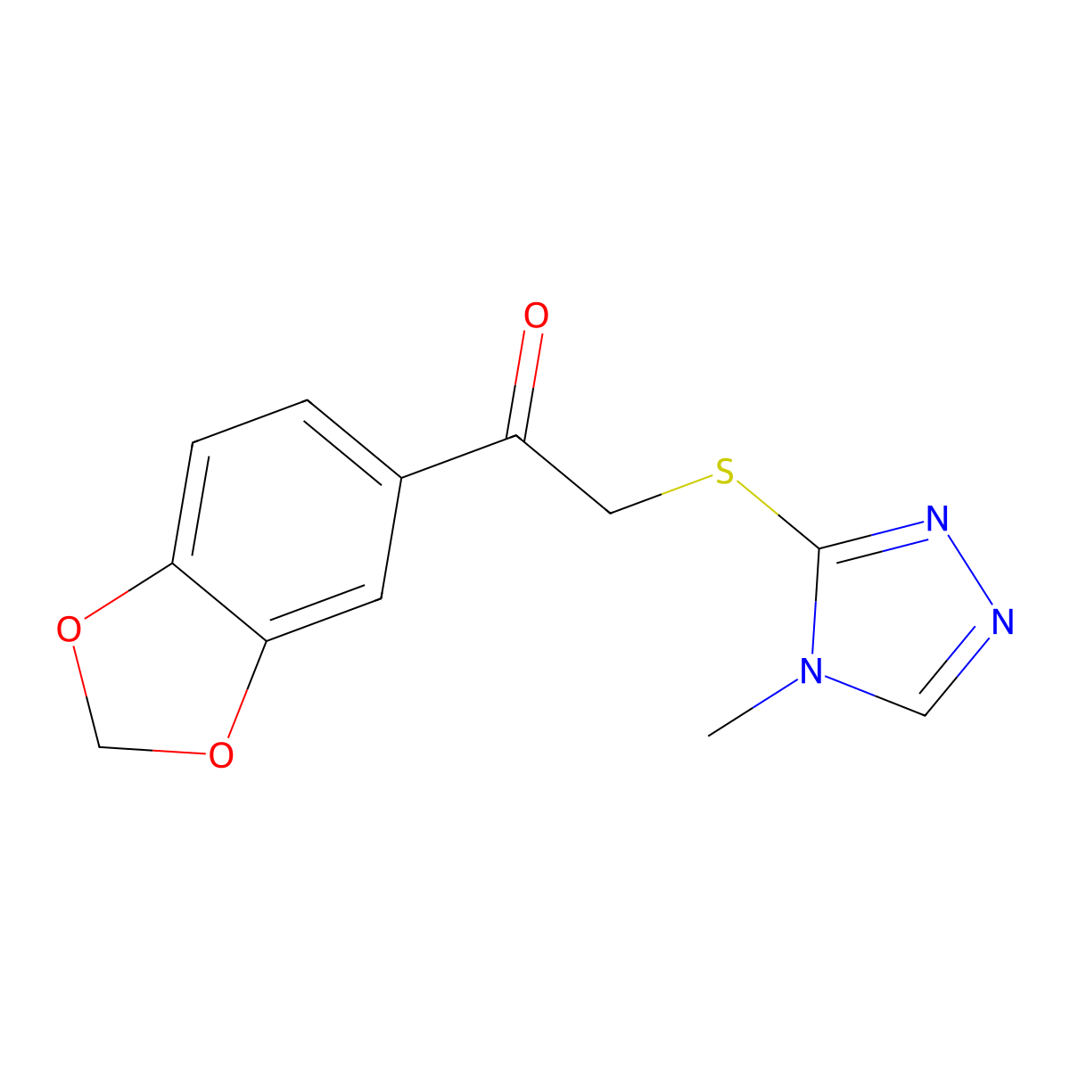 1-(1,3-Benzodioxol-5-yl)-2-[(4-methyl-1,2,4-triazol-3-yl)sulfanyl]ethanone molecular structure, CAS 299920-77-7